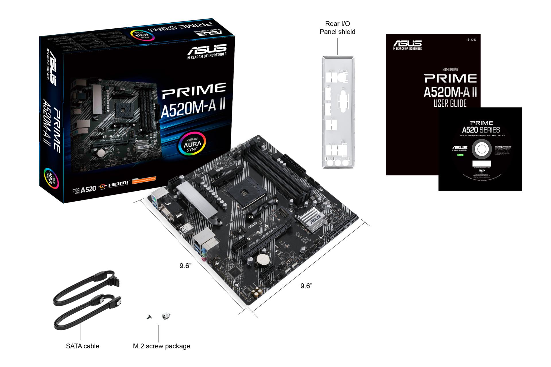 جعبه و اقلام همراه مادربرد ایسوس ASUS PRIME A520M-A II