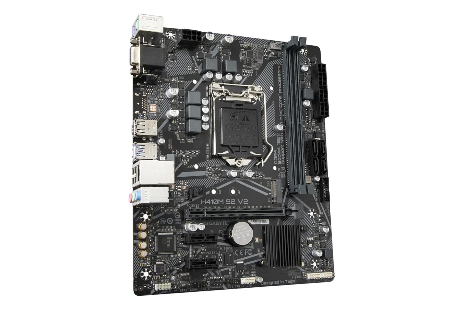 نمای کناری مادربرد گیگابایت GIGABYTE H410M S2 V2 (rev. 1.0)