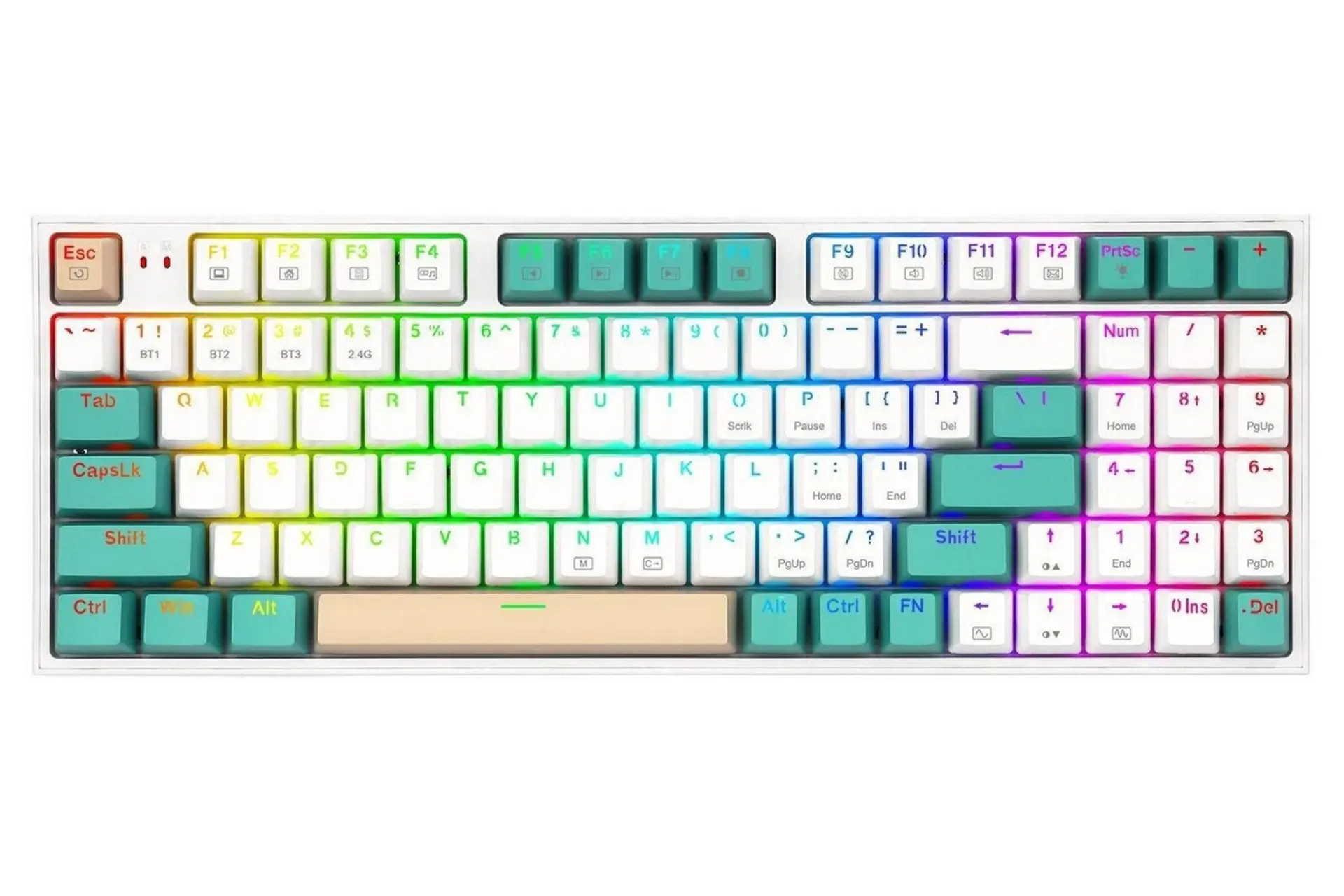 نمای بالا و دکمه های کیبورد ردراگون K643WGC-RGB-PRO