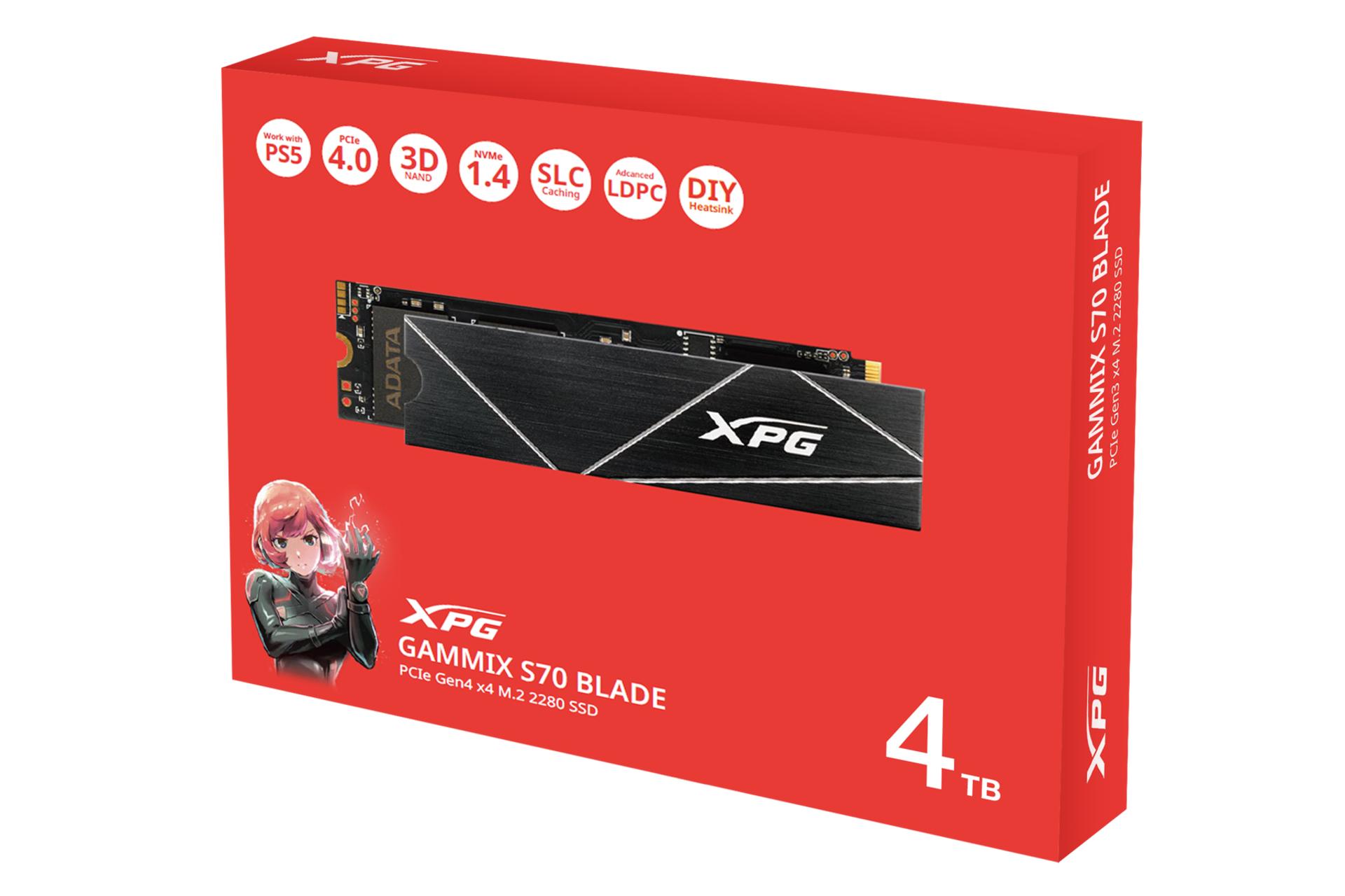 جعبه اس اس دی ای دیتا XPG GAMMIX S70 BLADE NVMe M.2 ظرفیت 4 ترابایت