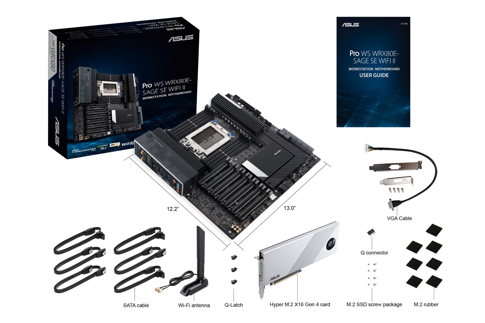 جعبه و اقلام همراه مادربرد ایسوس ASUS Pro WS WRX80E-SAGE SE WIFI II