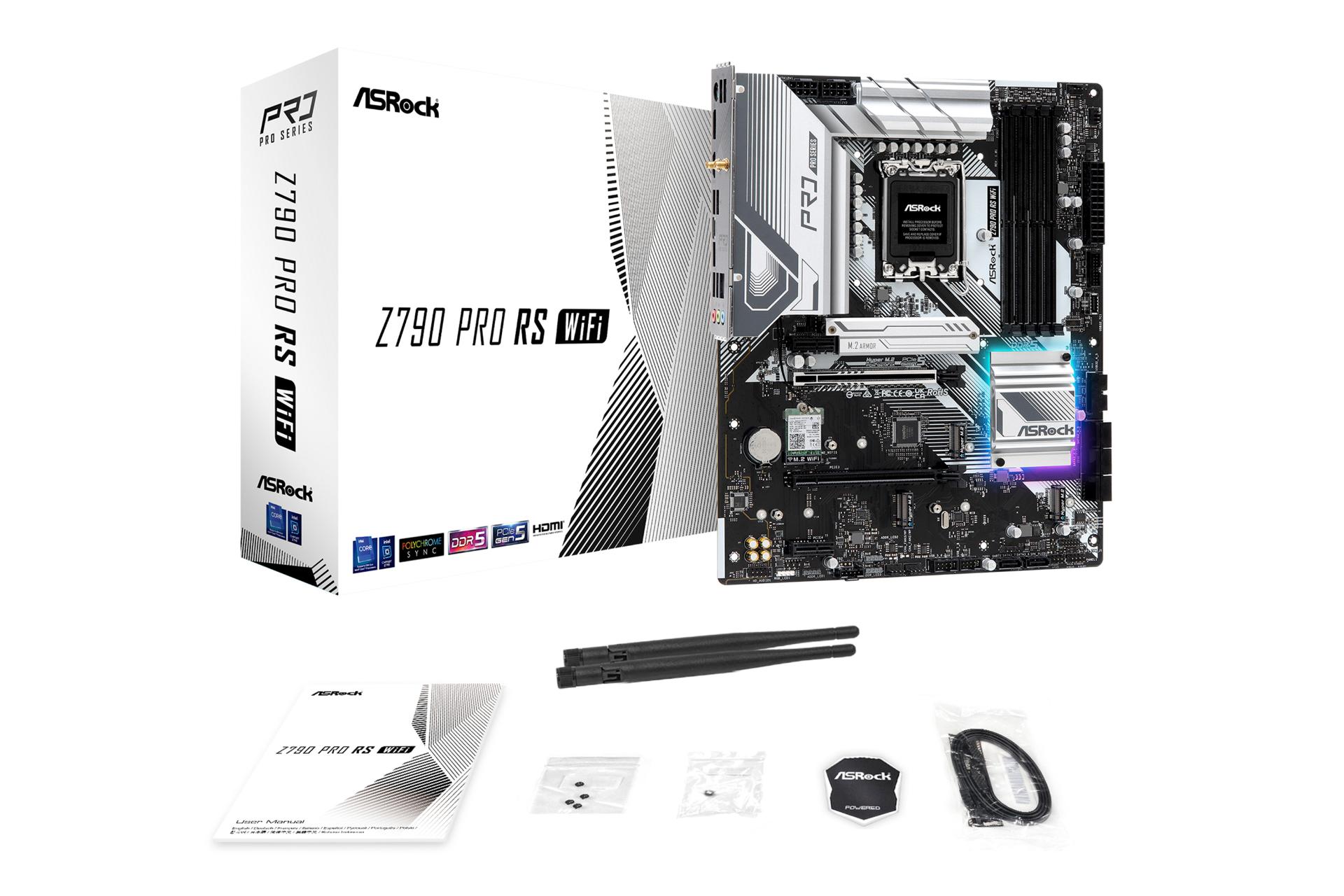 جعبه و اقلام همراه مادربرد ازراک ASRock Z790 Pro RS WiFi