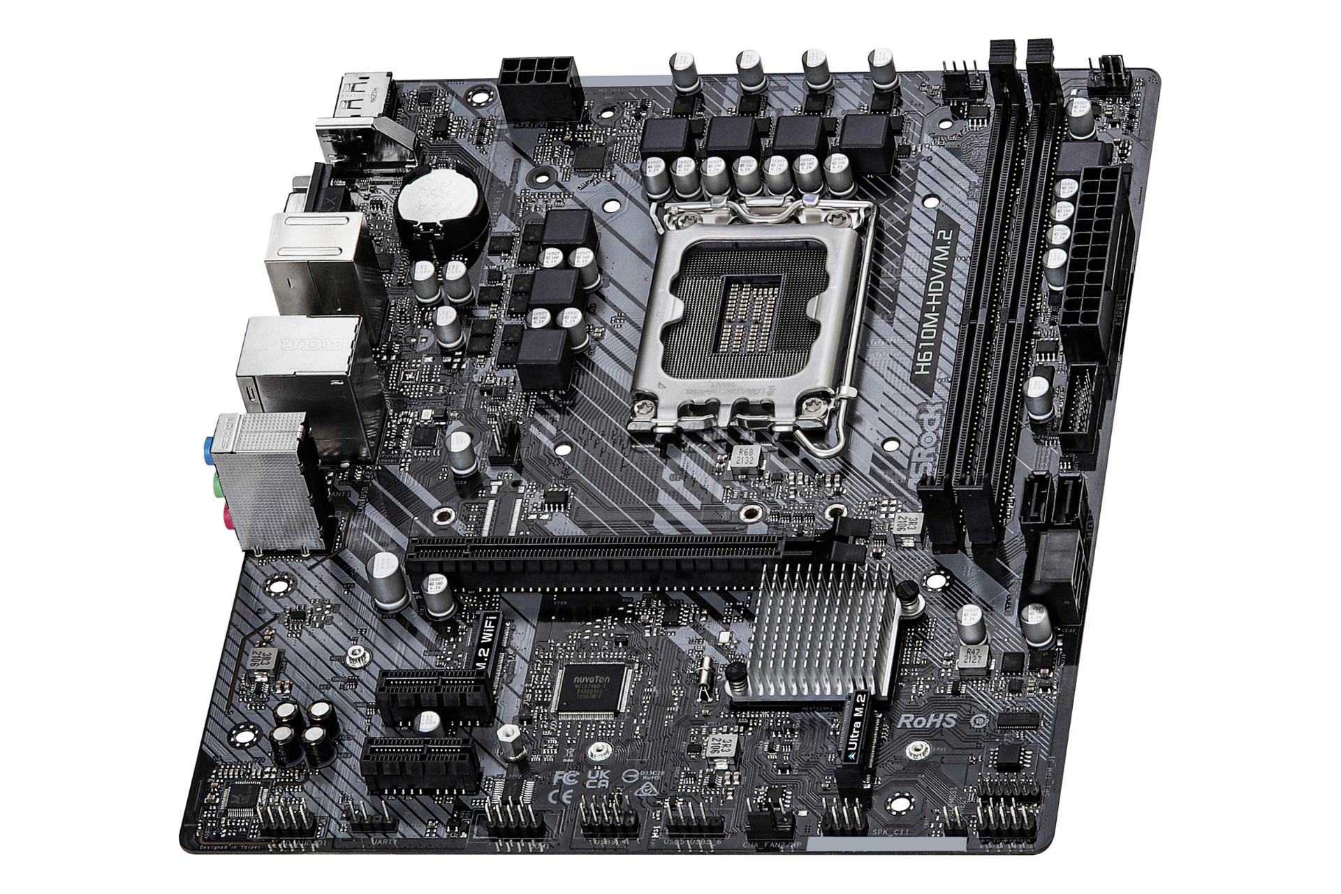 نمای کناری مادربرد ازراک ASRock H610M-HDV/M.2