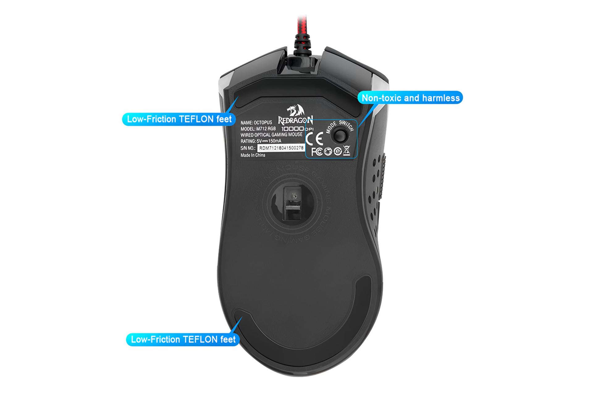 نمای پایین ماوس ردراگون Redragon Octopus M712