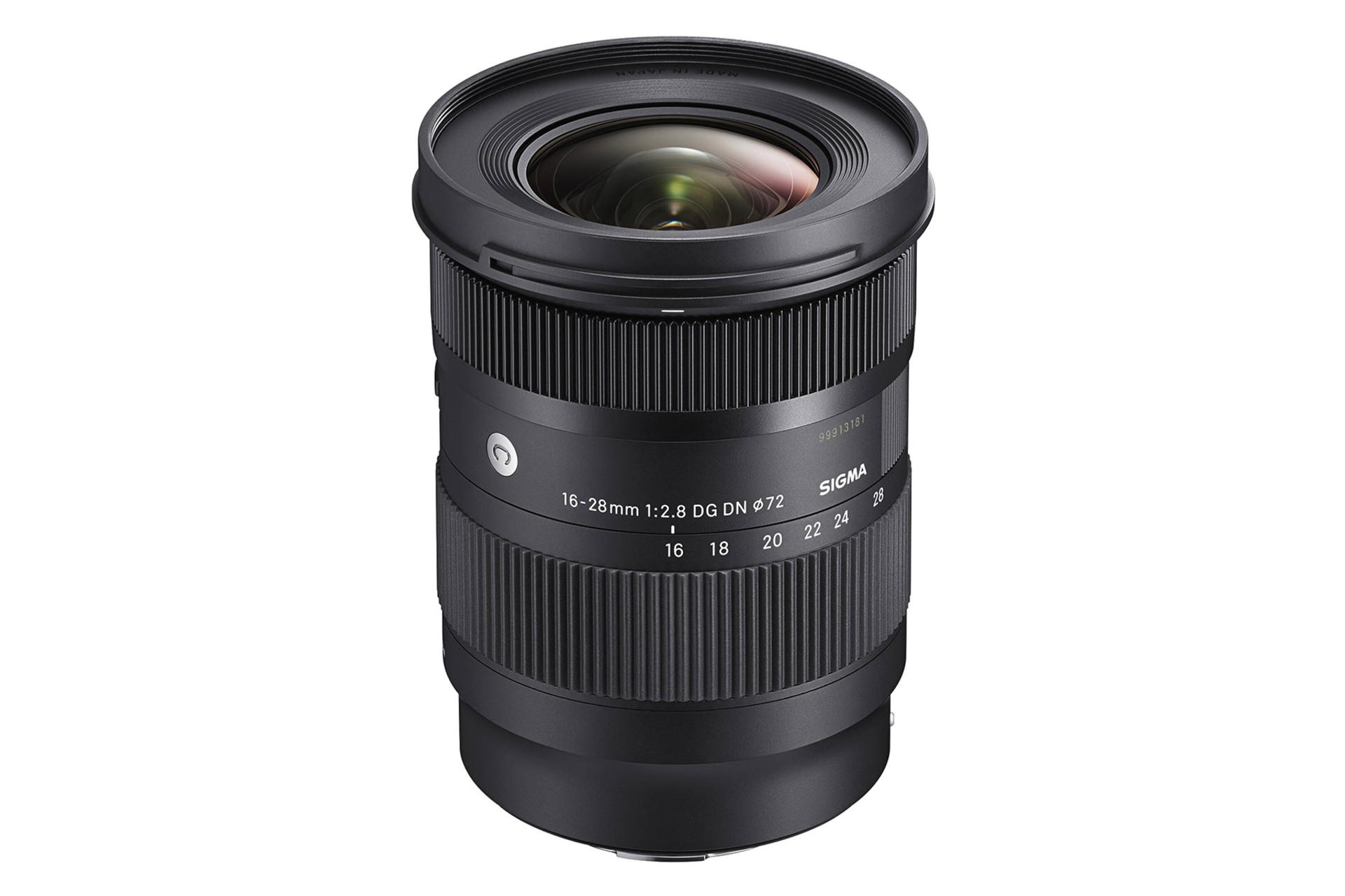 لنز سیگما Sigma 16-28mm F2.8 DG DN نمای بالا و جلو