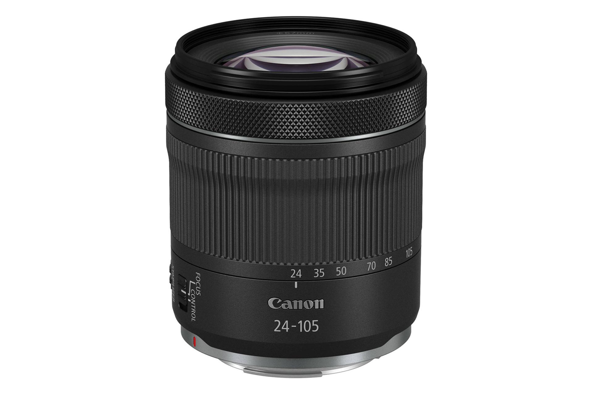 لنز کانن Canon RF 24-105mm F4.0-7.1 IS STM نمای بالا و جلو