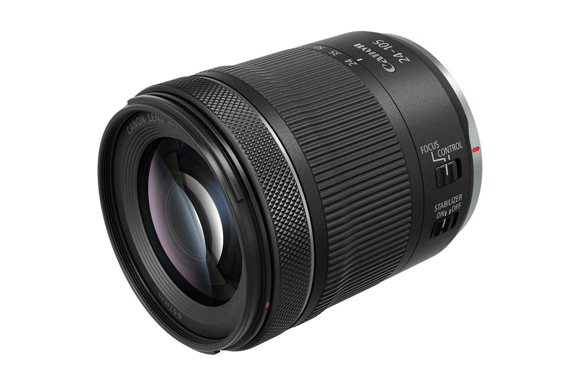لنز کانن Canon RF 24-105mm F4.0-7.1 IS STM نمای جانبی و جلو