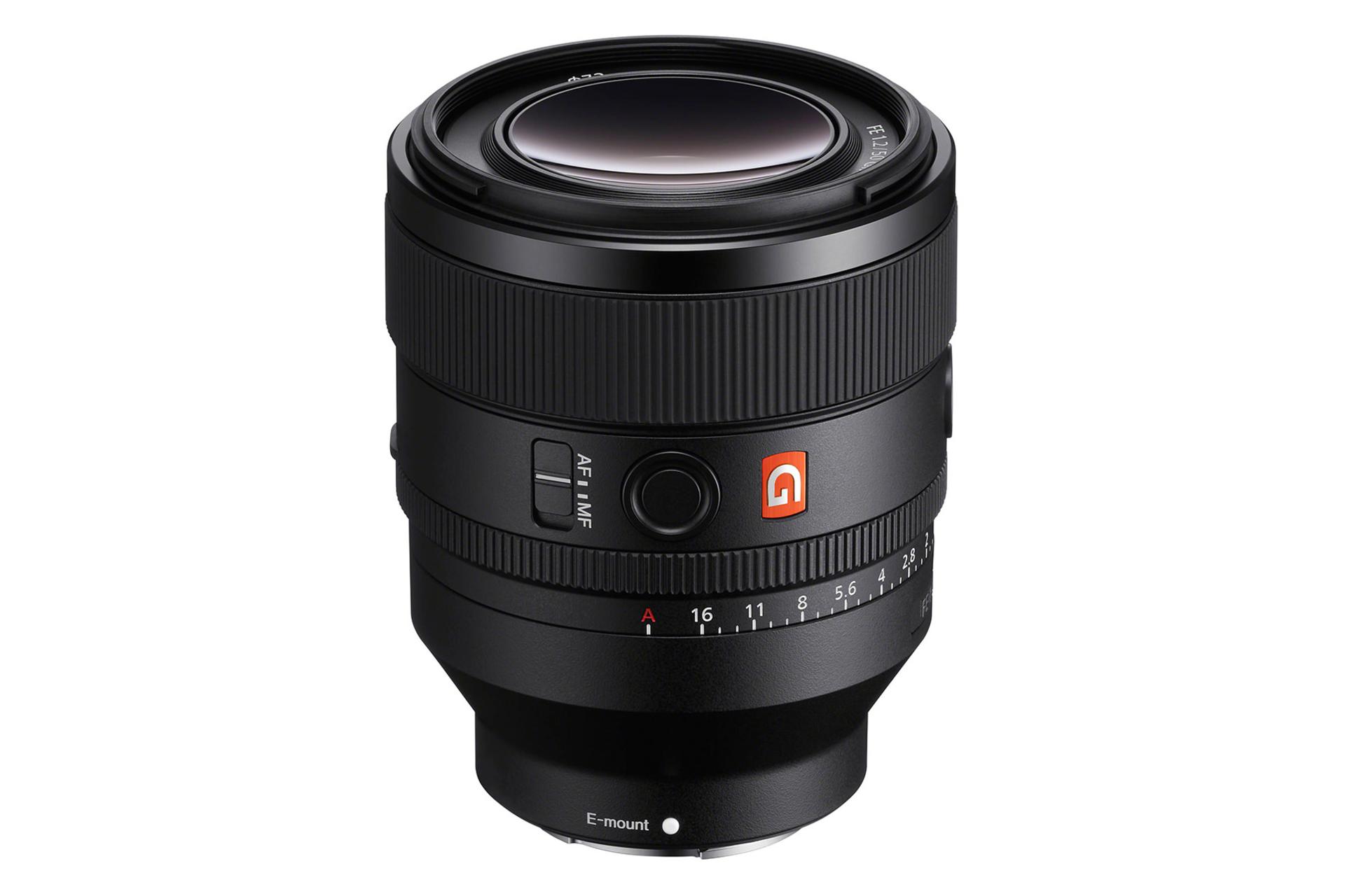 لنز سونی Sony FE 50mm F1.2 GM نمای بالا و جلو