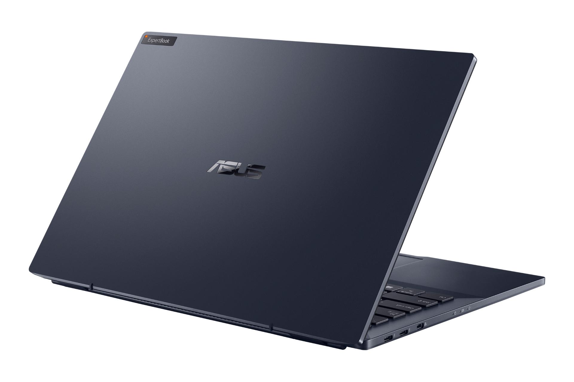 نمای نیمرخ سمت چپ پنل پشت لپ تاپ ExpertBook B5 B5302C ایسوس با نمایش لوگو و درگاه های لبه سمت چپ