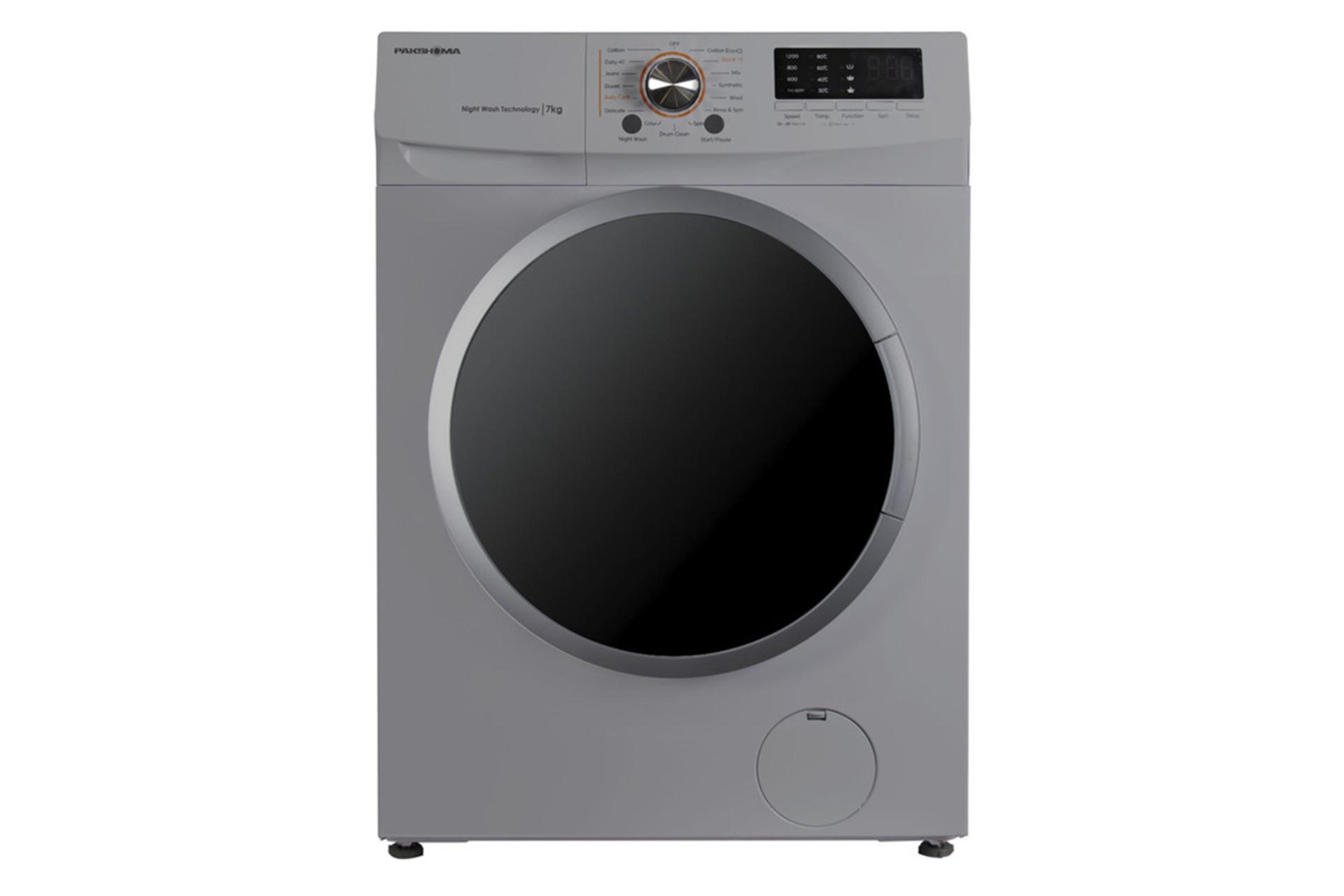 ماشین لباسشویی پاکشوما Pakshoma UFW-10700 نمای جلو رنگ نقره ای