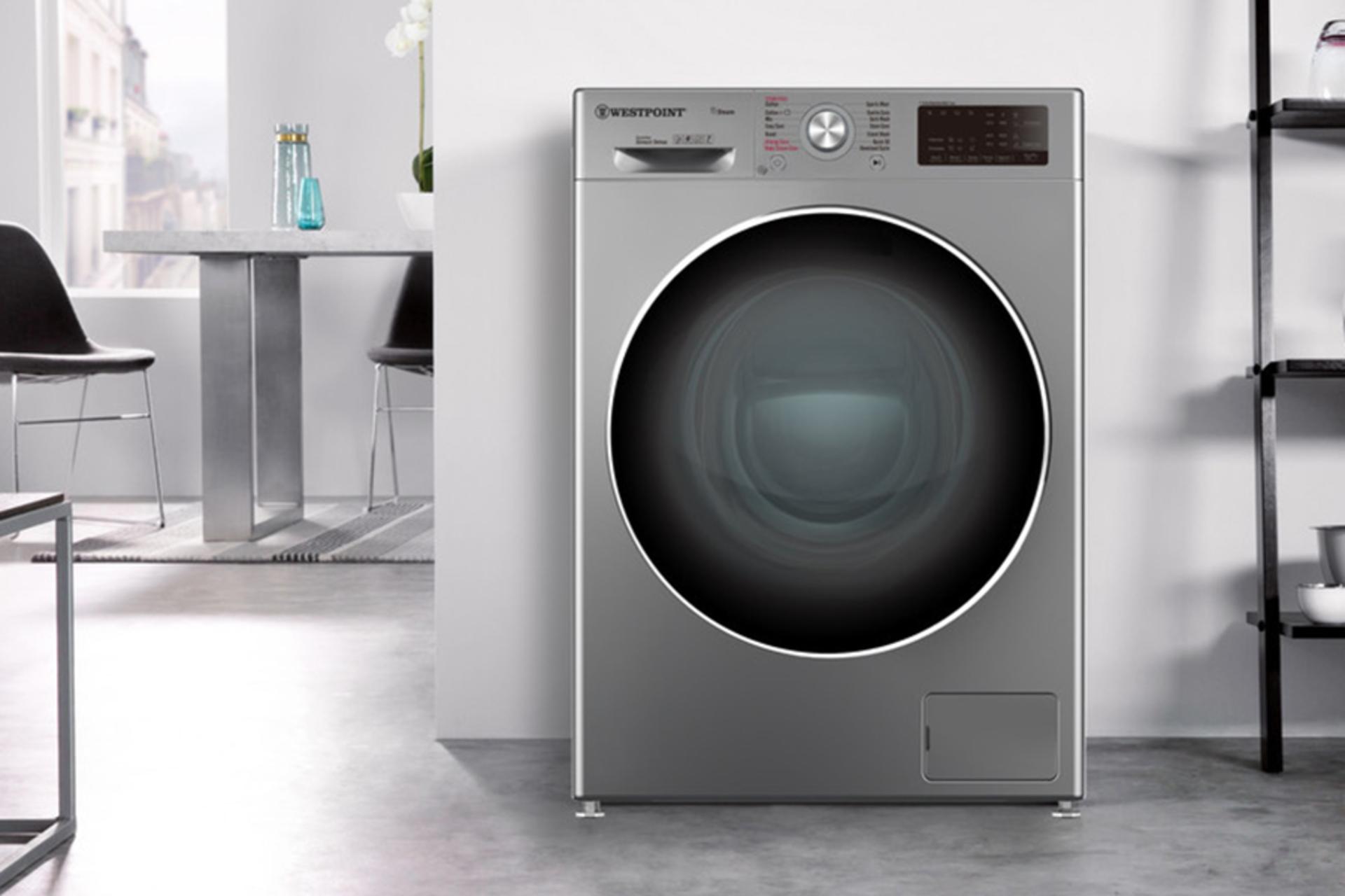 ماشین لباسشویی وست پوینت Westpoint WMSD 9142.E رنگ نقره ای در نمای داخل خانه