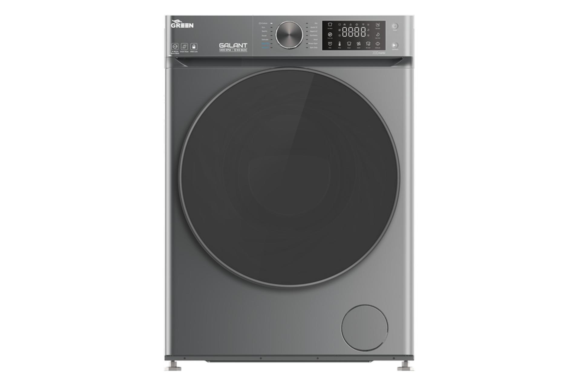 مرجع متخصصين ايران ماشين لباسشويي گرين GREEN GALANT GWM120BL1400 نماي جلو رنگ نقره اي