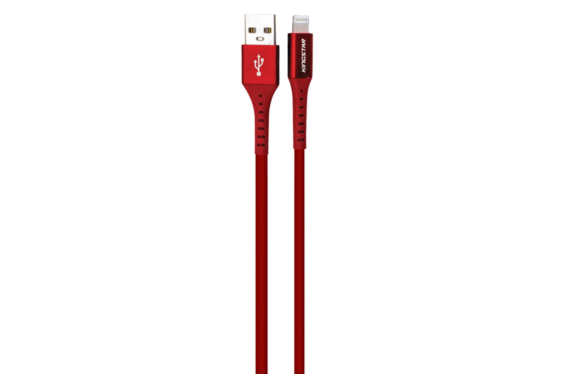 کابل شارژ USB کینگ استار Type-A به Lightning مدل K65i با طول 1.2 متر قرمز