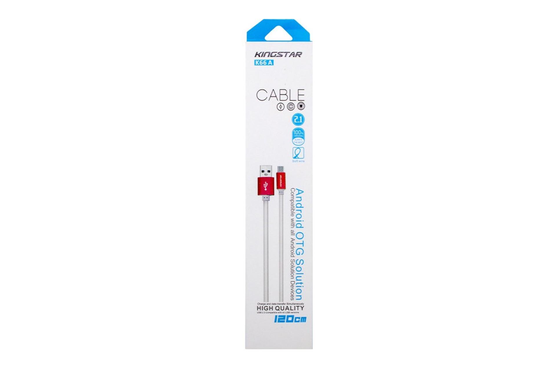 جعبه کابل شارژ USB کینگ استار Type-A به Micro-USB مدل K66A با طول 1.2 متر