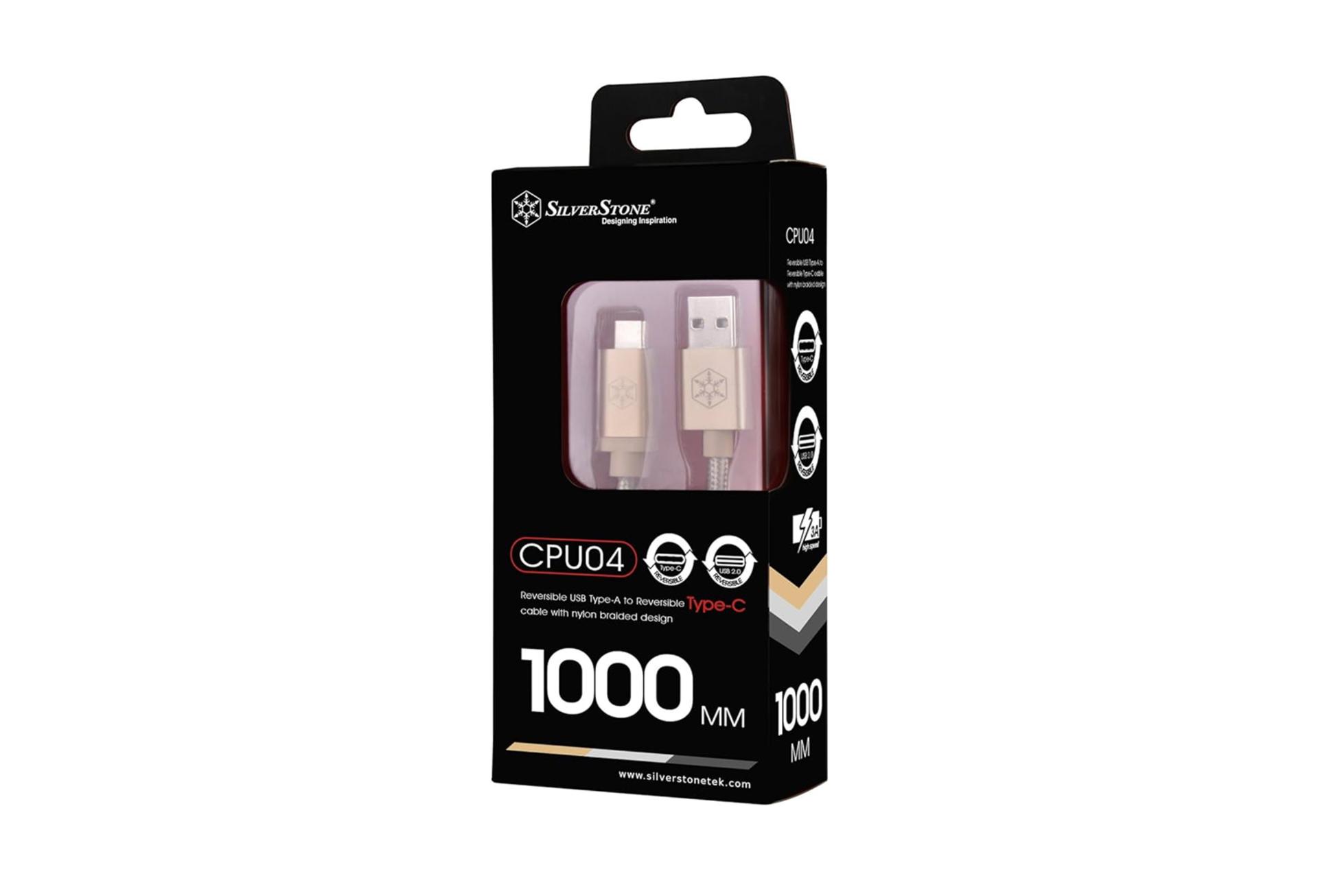جعبه کابل شارژ USB سیلور استون Type-A به Type-C مدل SST-CPU04-1000 با طول 1 متر