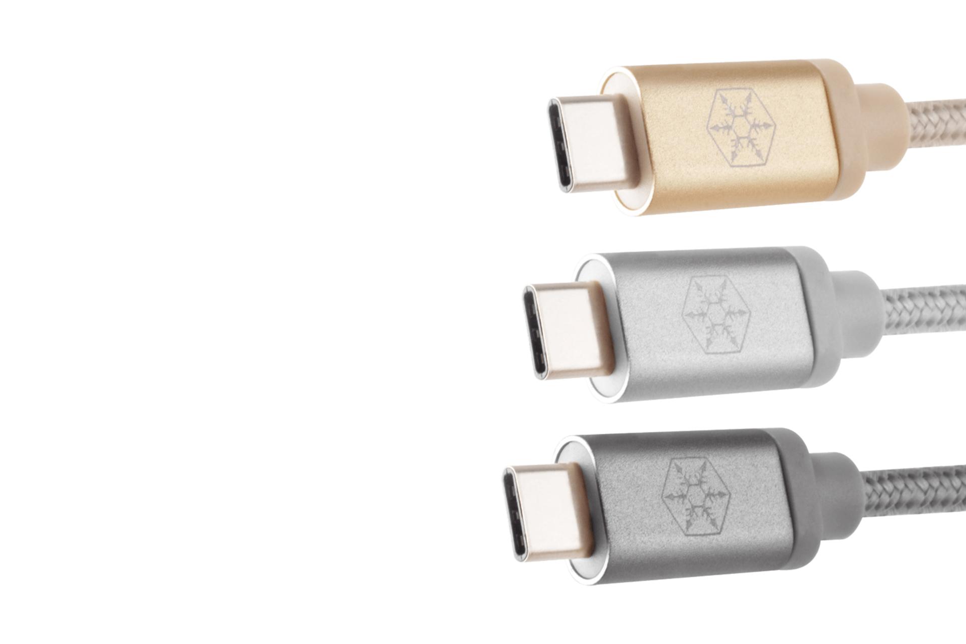 رنگ بندی کابل شارژ USB سیلور استون Type-A به Type-C مدل SST-CPU04-1000 با طول 1 متر