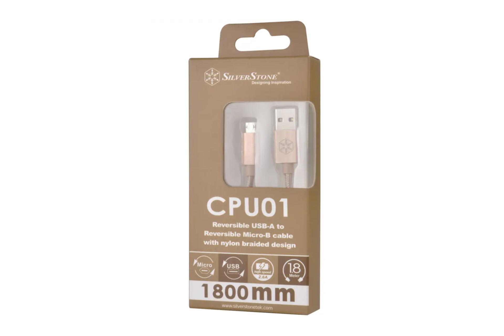 جعبه کابل شارژ USB سیلور استون Type-A به Micro-USB مدل SST-CPU01-1800 با طول 1.8 متر