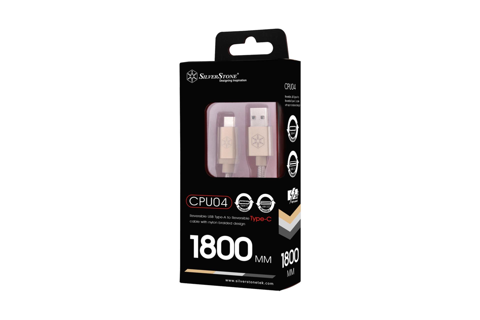 جعبه کابل شارژ USB سیلور استون Type-A به Type-C مدل SST-CPU04-1800 با طول 1.8 متر