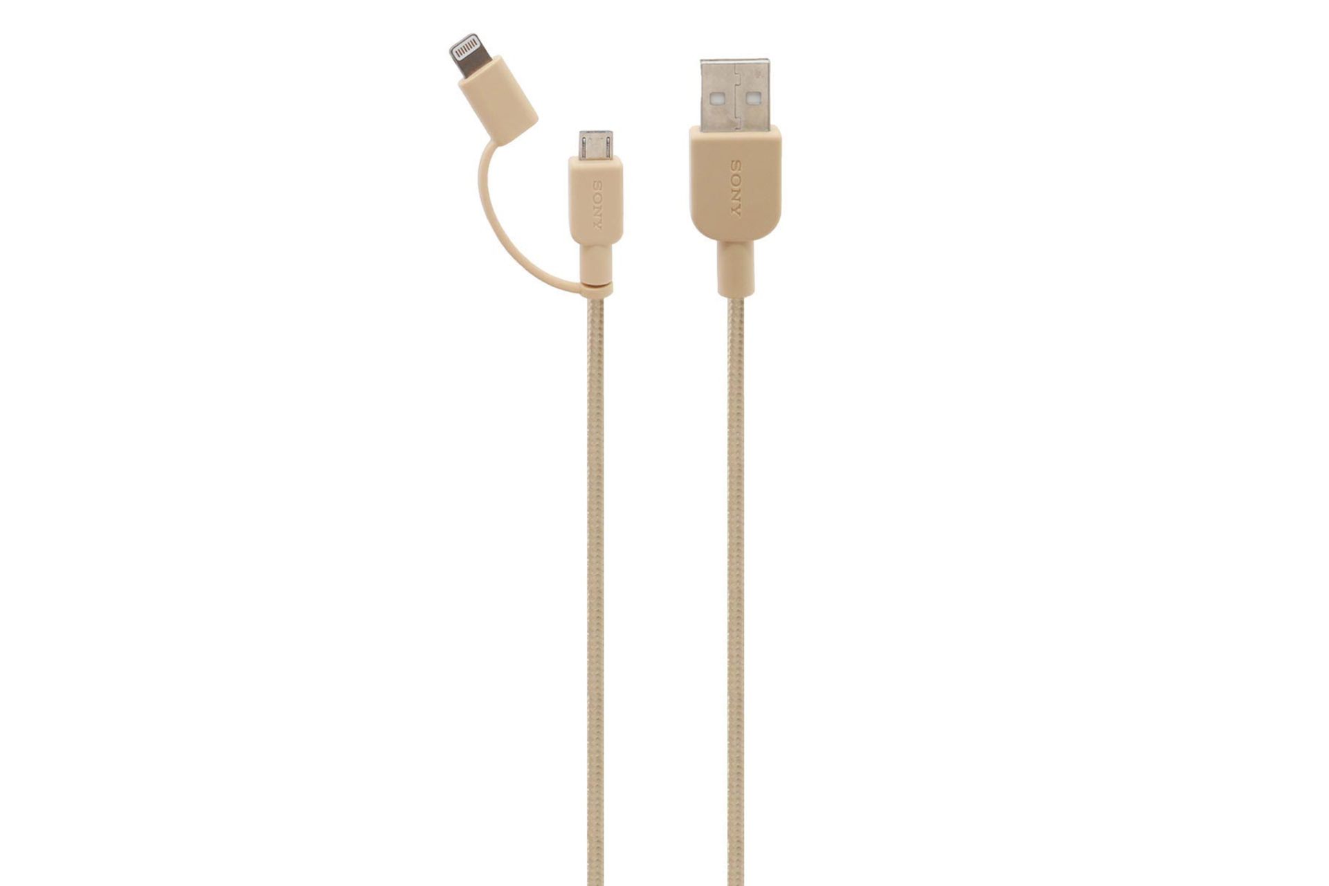 کابل شارژ USB سونی Type-A به Lightning+Micro-USB مدل CP-ABLP150 با طول 1.5 متر طلایی