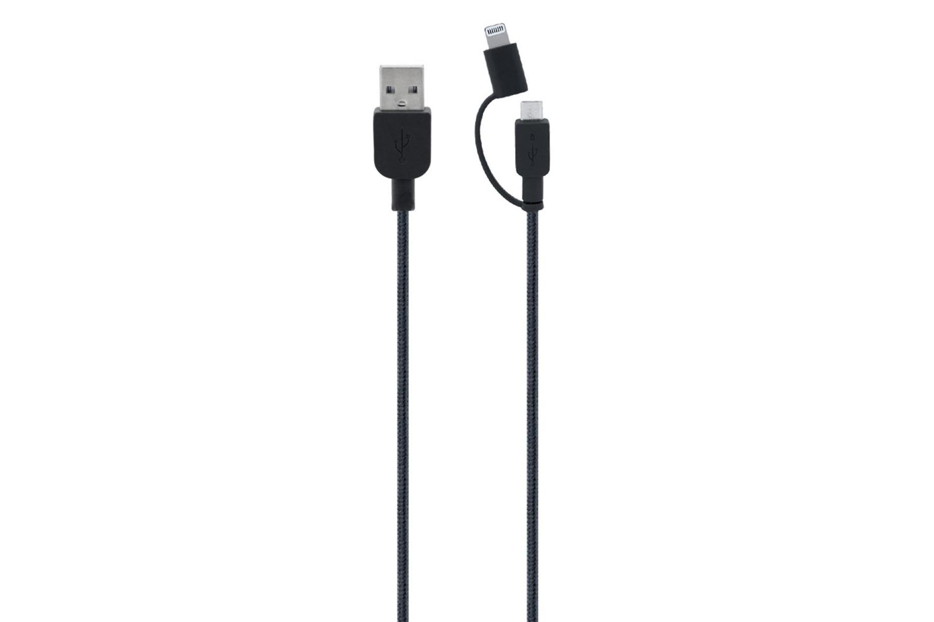 کابل شارژ USB سونی Type-A به Lightning+Micro-USB مدل CP-ABLP150 با طول 1.5 متر مشکی