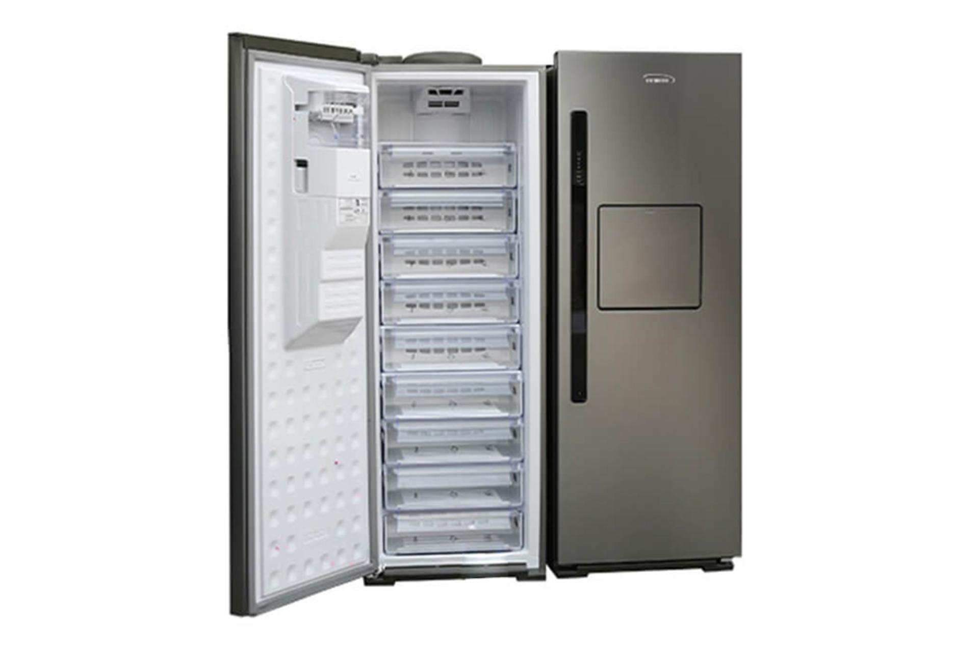 درب باز و نمای داخل فریزر الکترو استیل ElectroSteel Electro Unique Plus ES23
