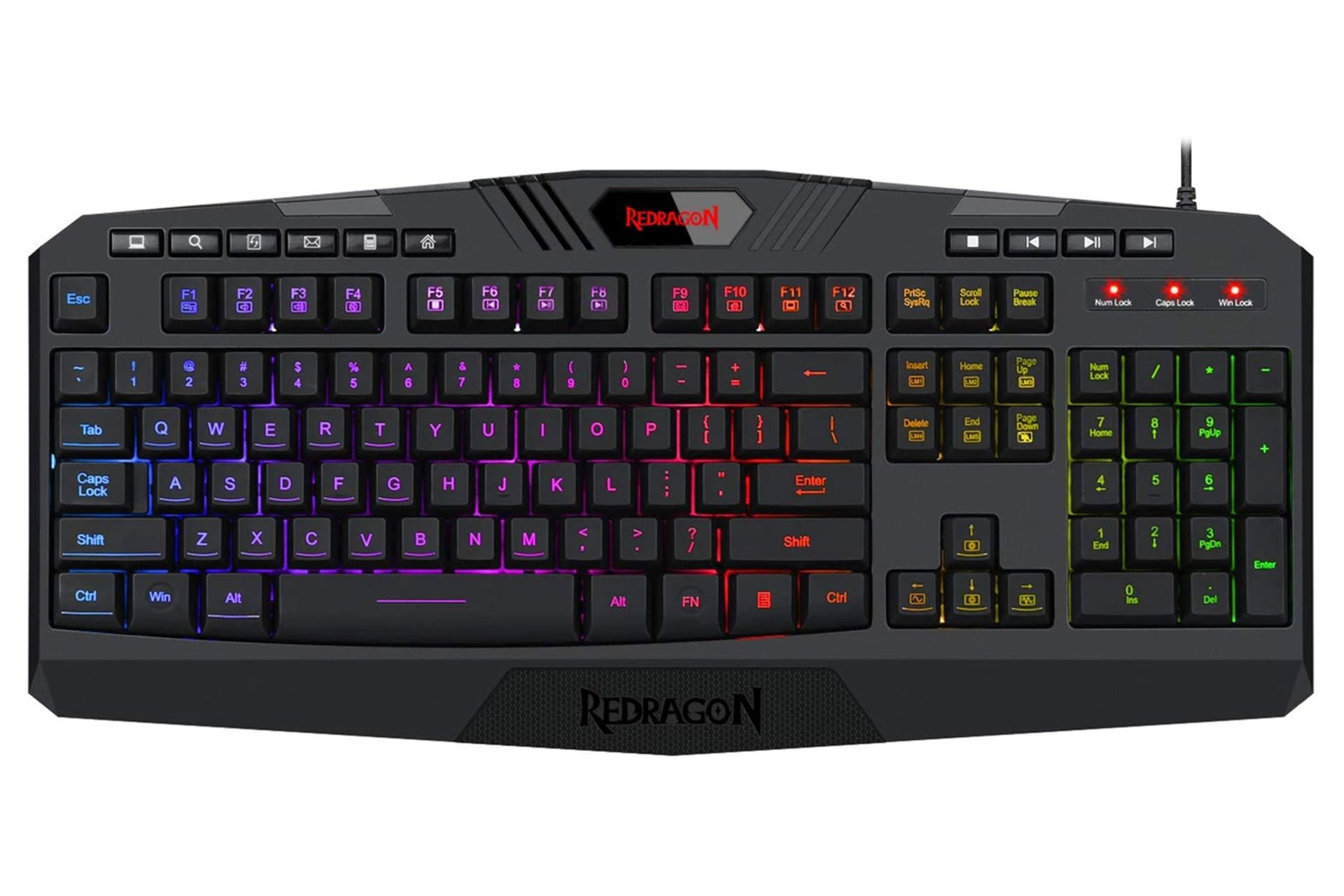 نمای بالا و دکمه های کنترل کیبورد ردراگون K503 Harpe PRO RGB