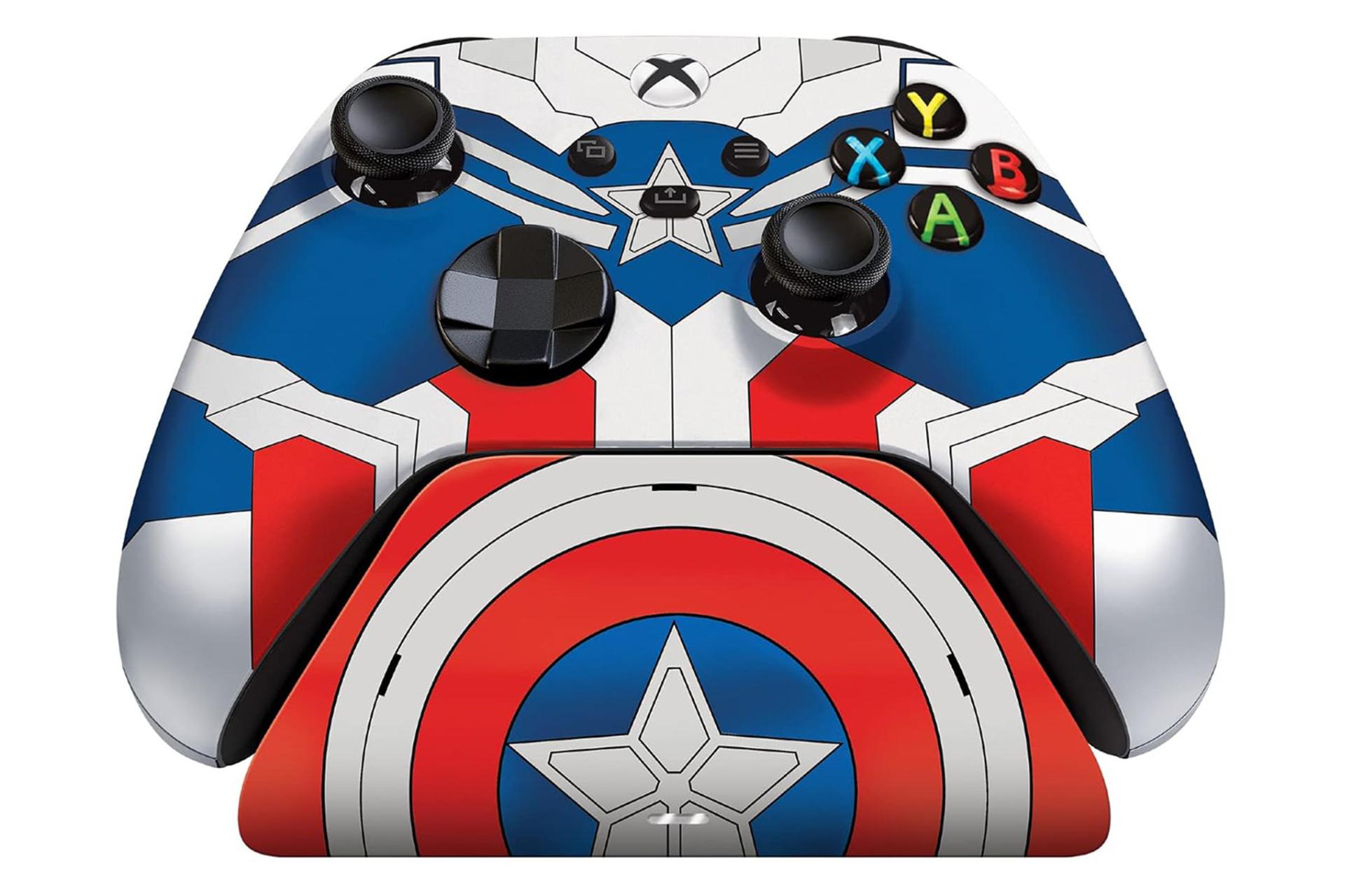 کنترلر ریزر Razer Limited Edition Xbox Series X|S Wireless Controller نمای جلو طرح کاپیتان آمریکا