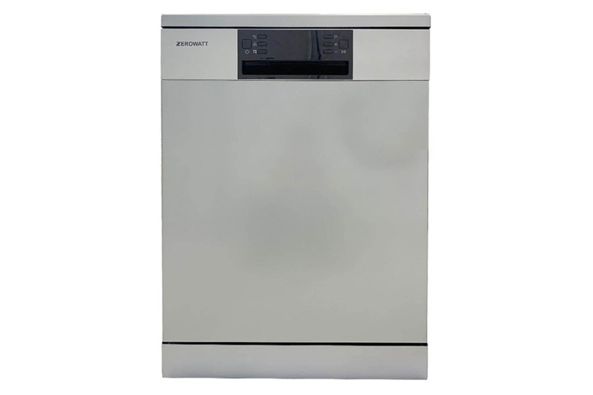 مرجع متخصصين ايران ماشين ظرفشويي زيرووات Zerowatt FCD-3550 نماي جلو رنگ نقره اي