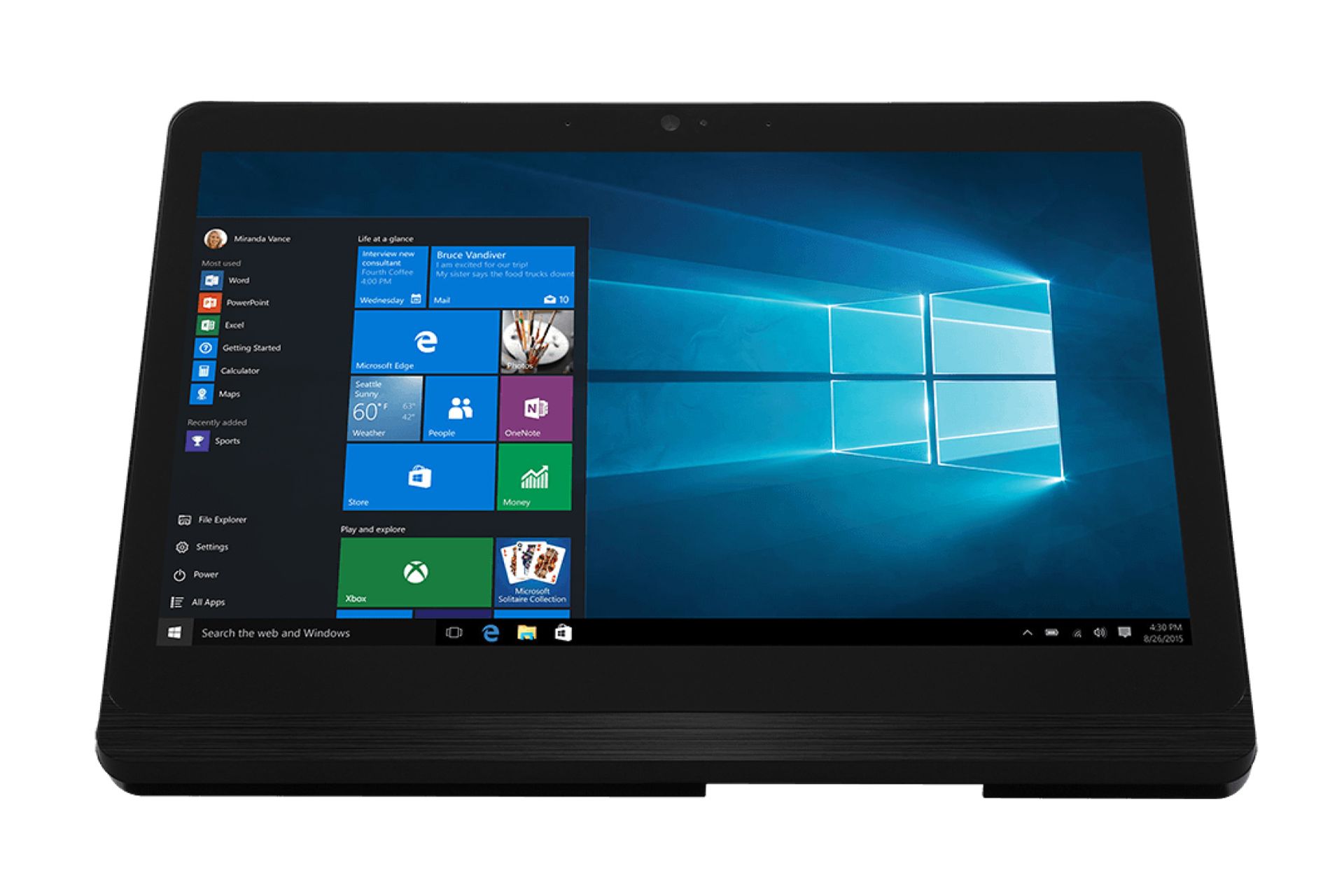 نمای روبه‌روی All in One Pro 16B Flex ام اس آی با نمایشگر روشن