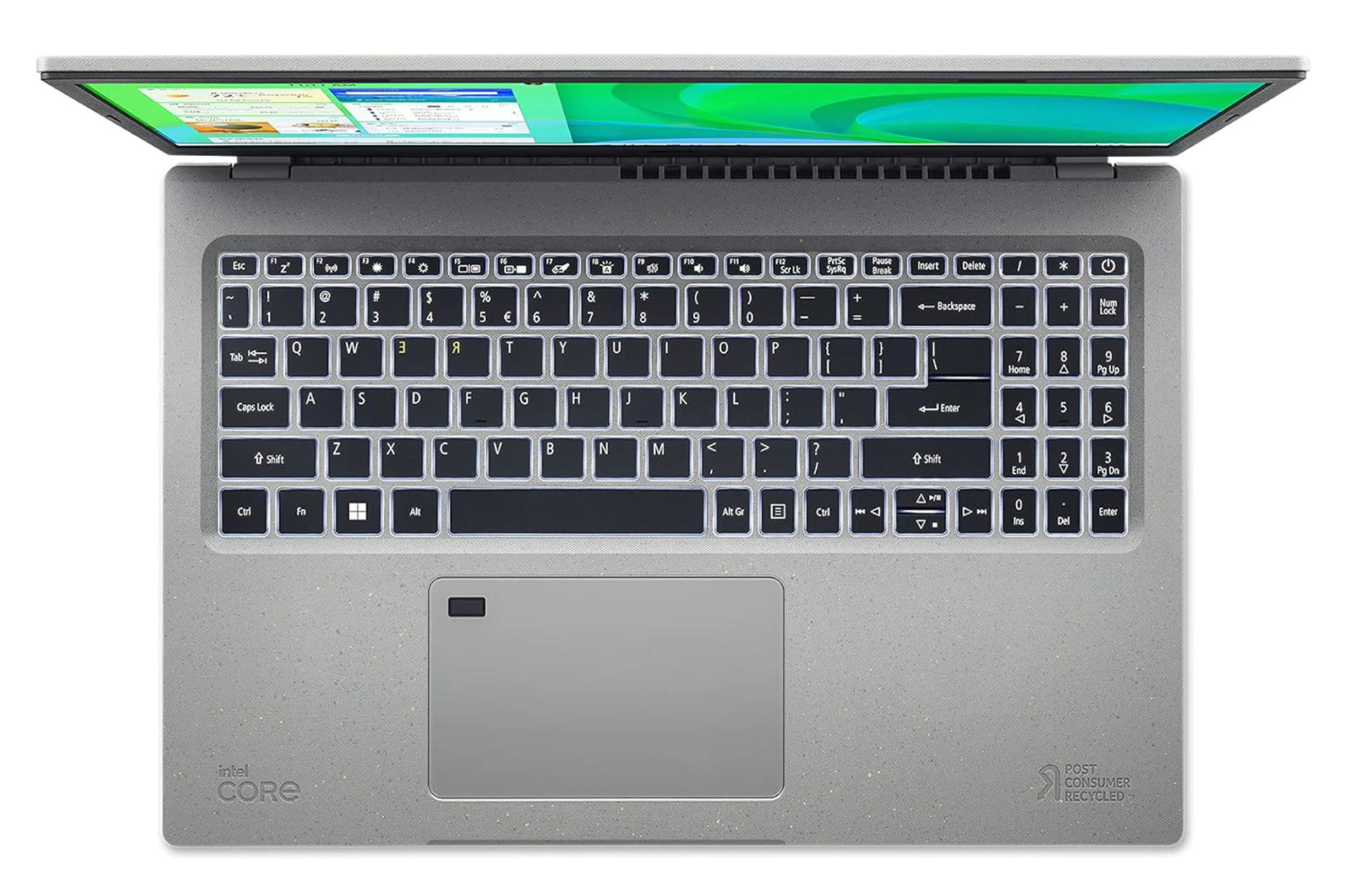 لپ تاپ ایسر Acer Aspire Vero AV15 نمای بالا و کیبورد