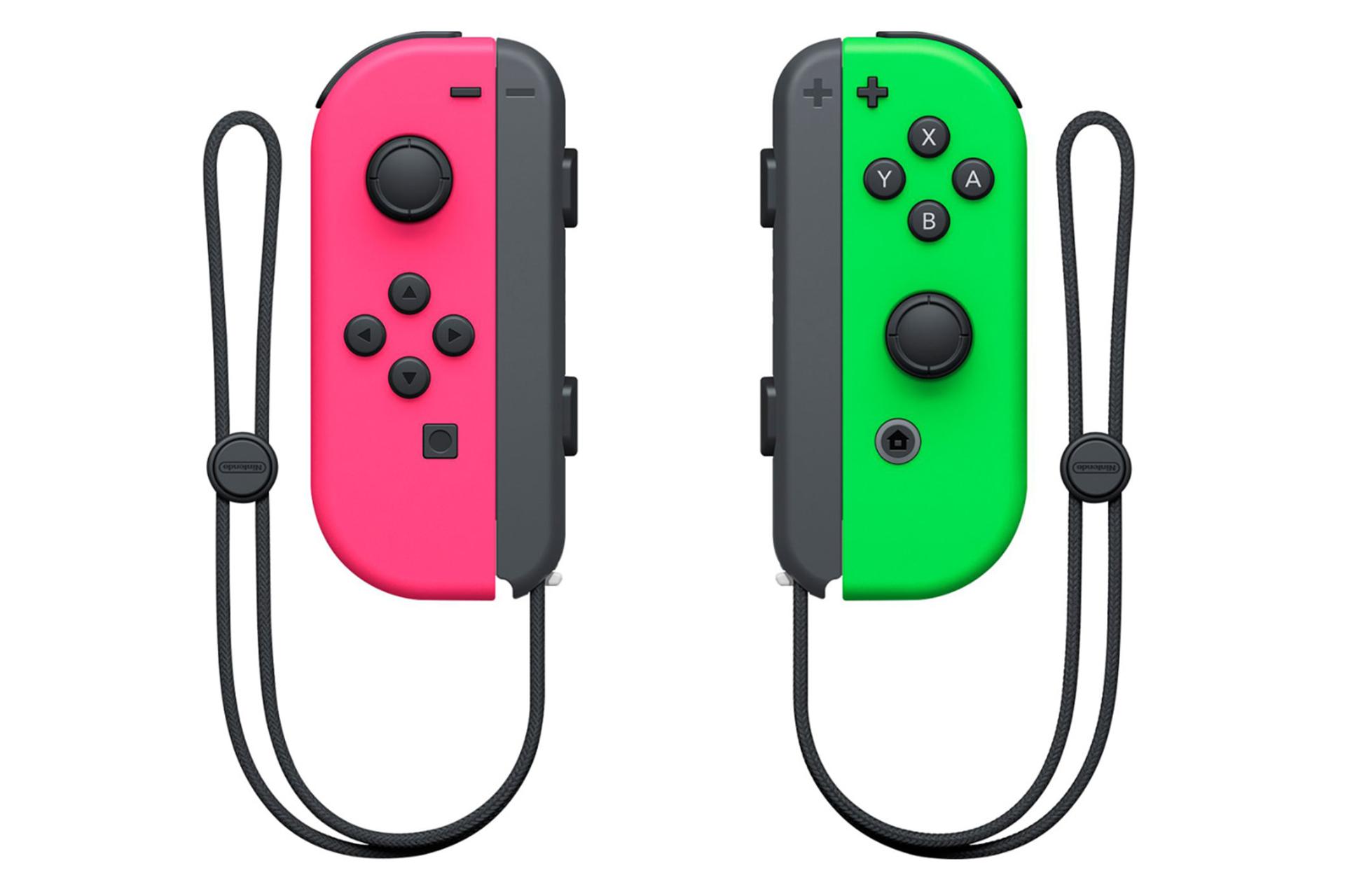 دسته بازی نینتندو جوی کان Nintendo Joy-Con نمای بالا رنگ صورتی و سبز
