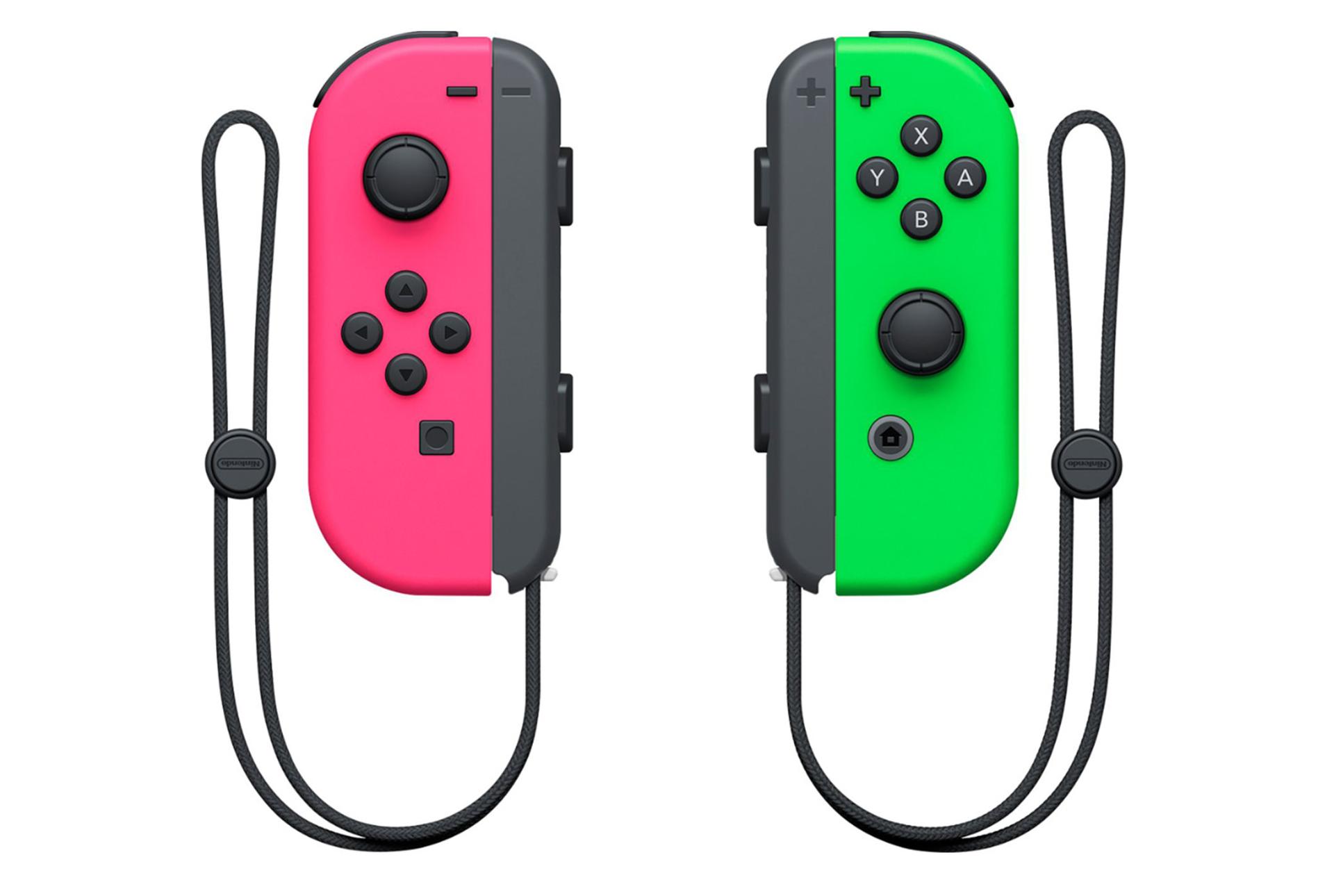 دسته بازی نینتندو جوی کان Nintendo Joy-Con نمای بالا رنگ صورتی و سبز
