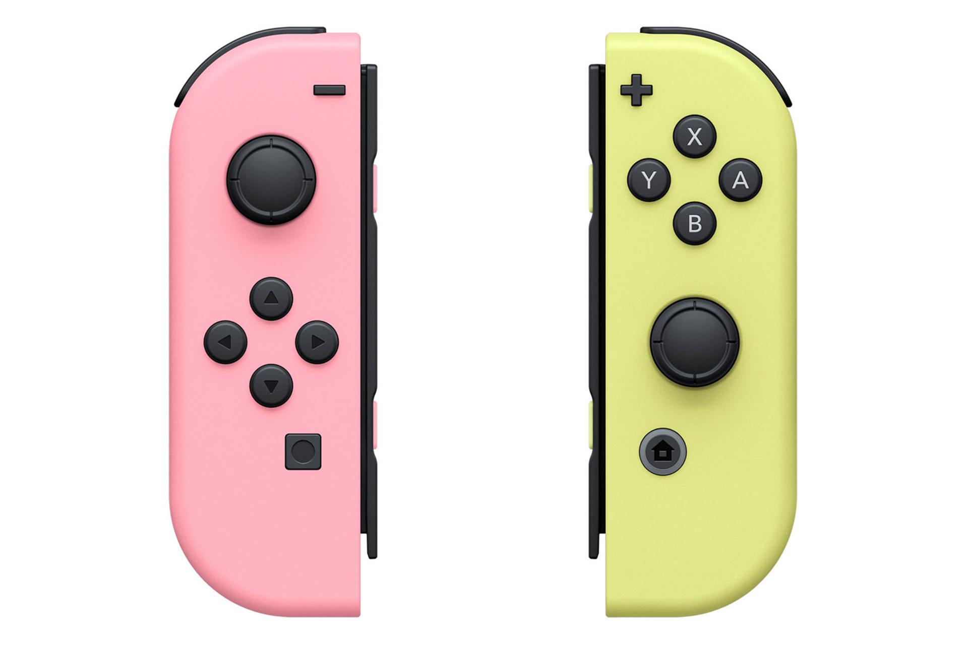 دسته بازی نینتندو جوی کان Nintendo Joy-Con نمای بالا رنگ صورتی و زرد
