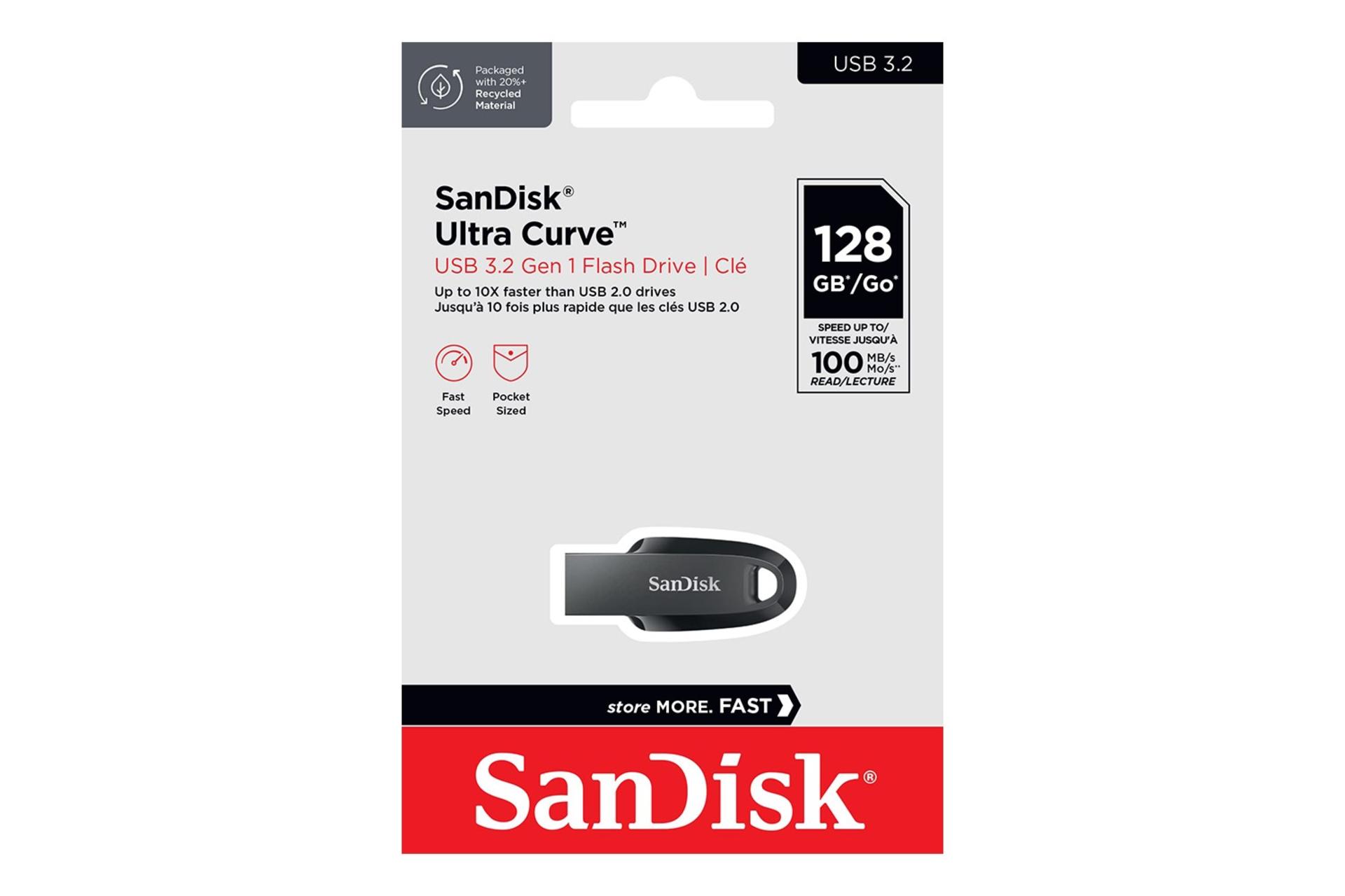 جعبه فلش مموری سن دیسک SanDisk Ultra Curve 128GB