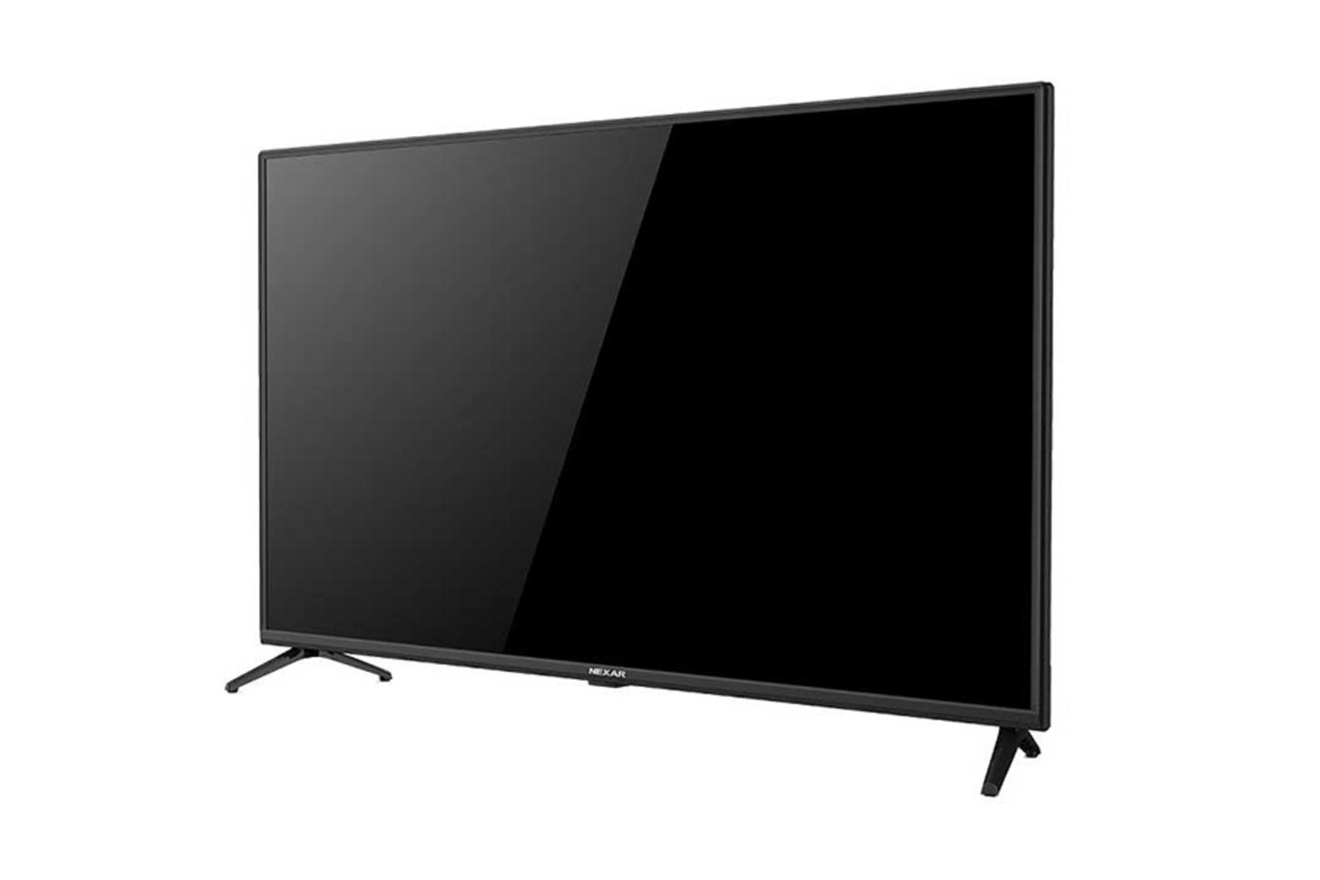 تلویزیون نکسار Nexar NTV-H43E614N نمای جلو و راست صفحه نمایش خاموش