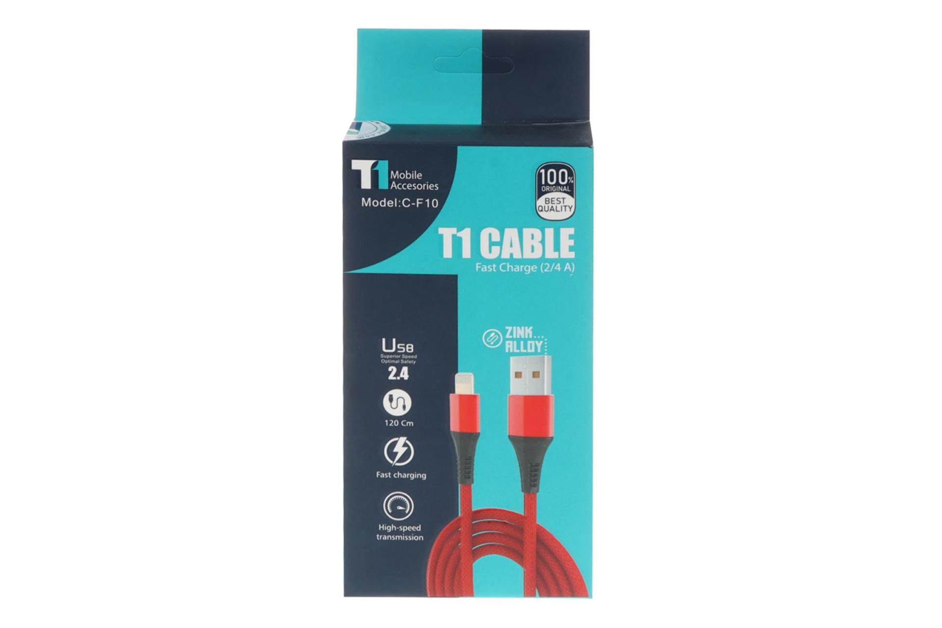 جعبه کابل شارژ USB تی وان Type-A به Type-C مدل C-F10 با طول 1.2 متر