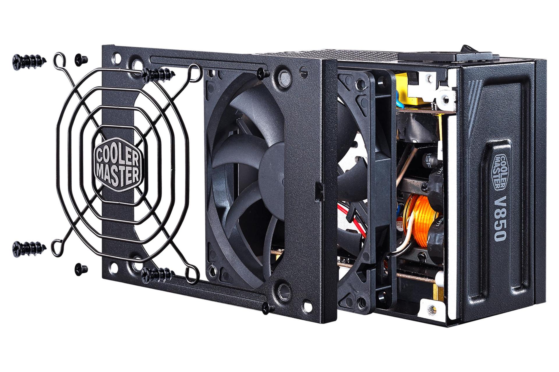 نمای داخل پاور کامپیوتر کولر مستر V850 SFX Gold با توان 850 وات