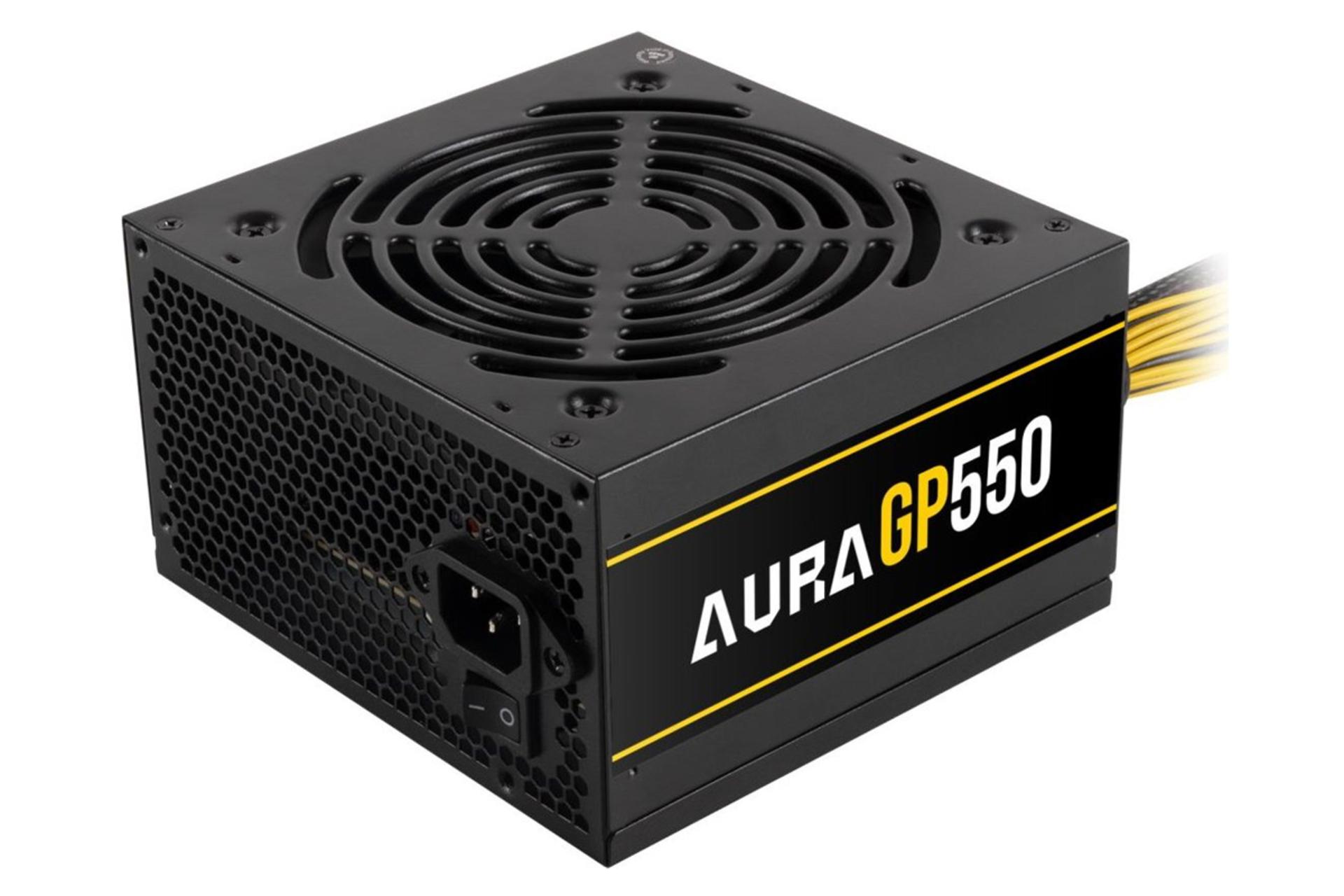 ابعاد و اندازه پاور کامپیوتر گیم دیاس AURA GP550 با توان 550 وات