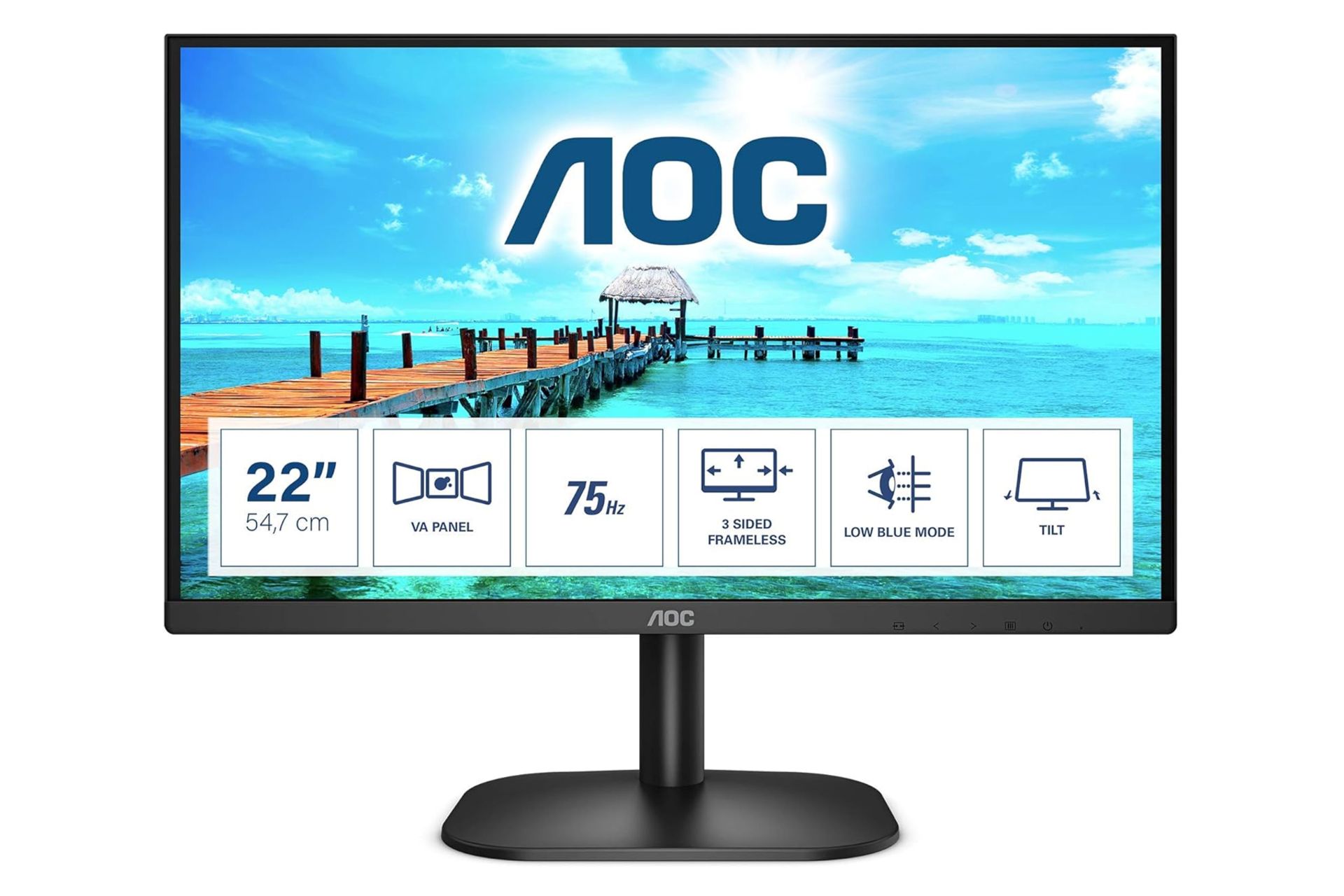 رزولوشن و کیفیت تصویر مانیتور ای او سی 22 اینچ مدل 22B2HM