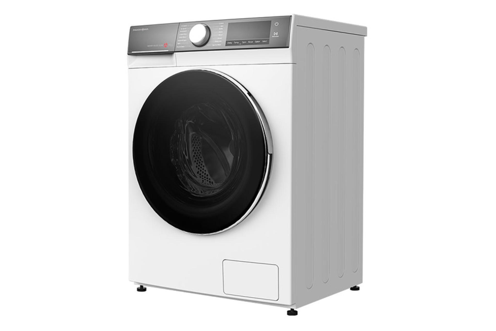 ماشین لباسشویی پاکشوما Pakshoma BWF-40108 نمای جلو و راست رنگ سفید