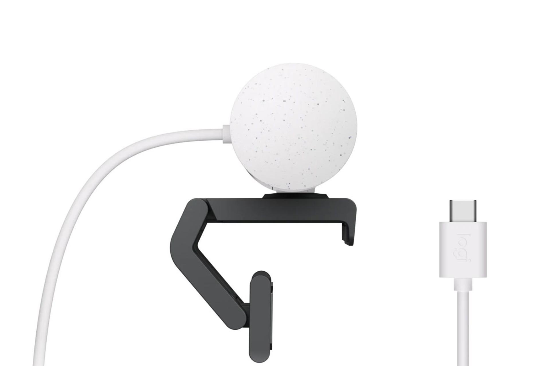 وبکم لاجیتک Logitech Brio 500 نمای جانبی و کابل اتصال USB Type C