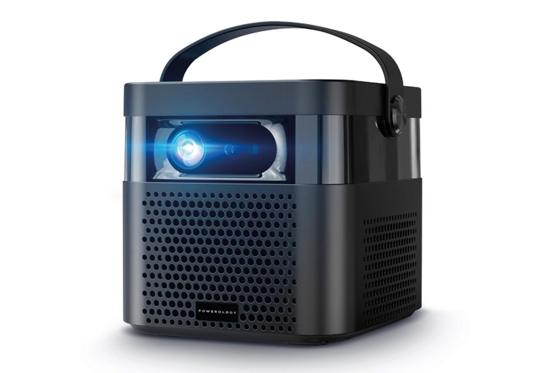 ویدیو پروژکتور پاورولوجی Powerology PWPROJ70 نمای جلو و راست رنگ مشکی