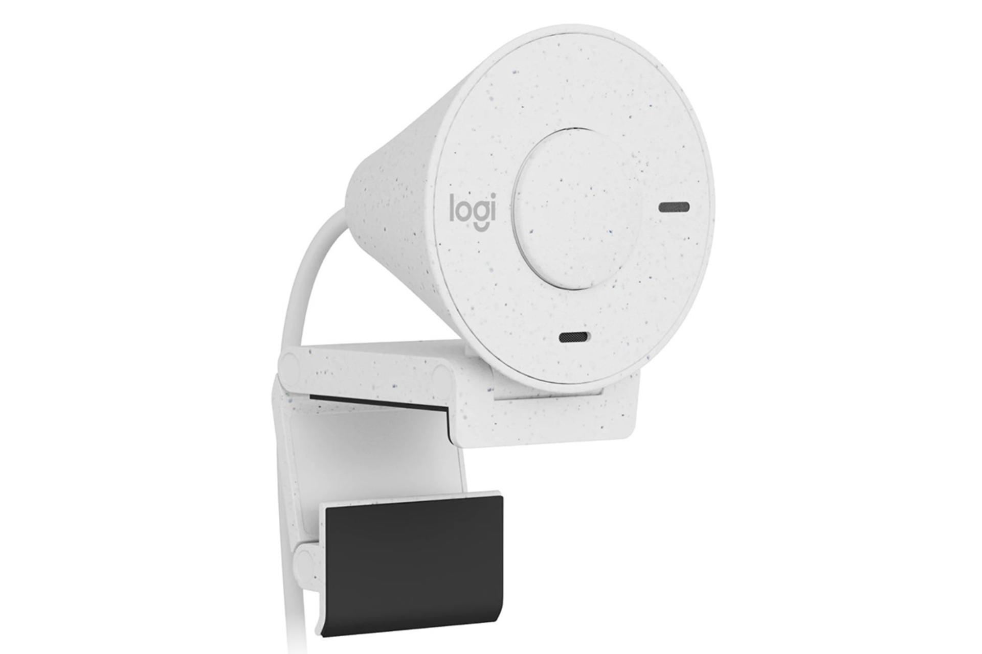 وب کم لاجیتک Logitech Brio 300 نمای چپ کاور حریم خصوصی بسته رنگ سفید