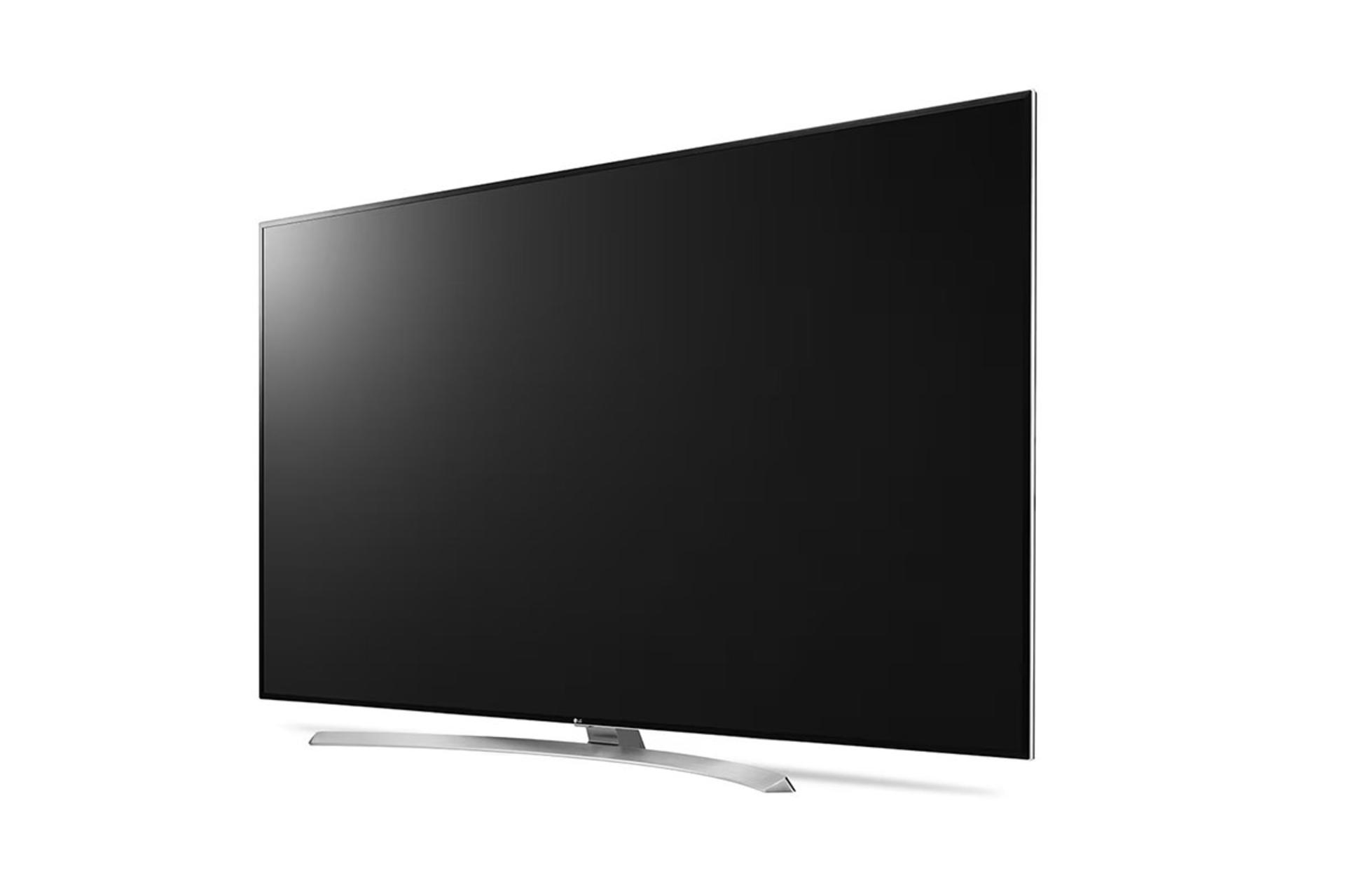 تلویزیون ال جی LG 86SJ95700GI نمای جلو و راست صفحه نمایش خاموش
