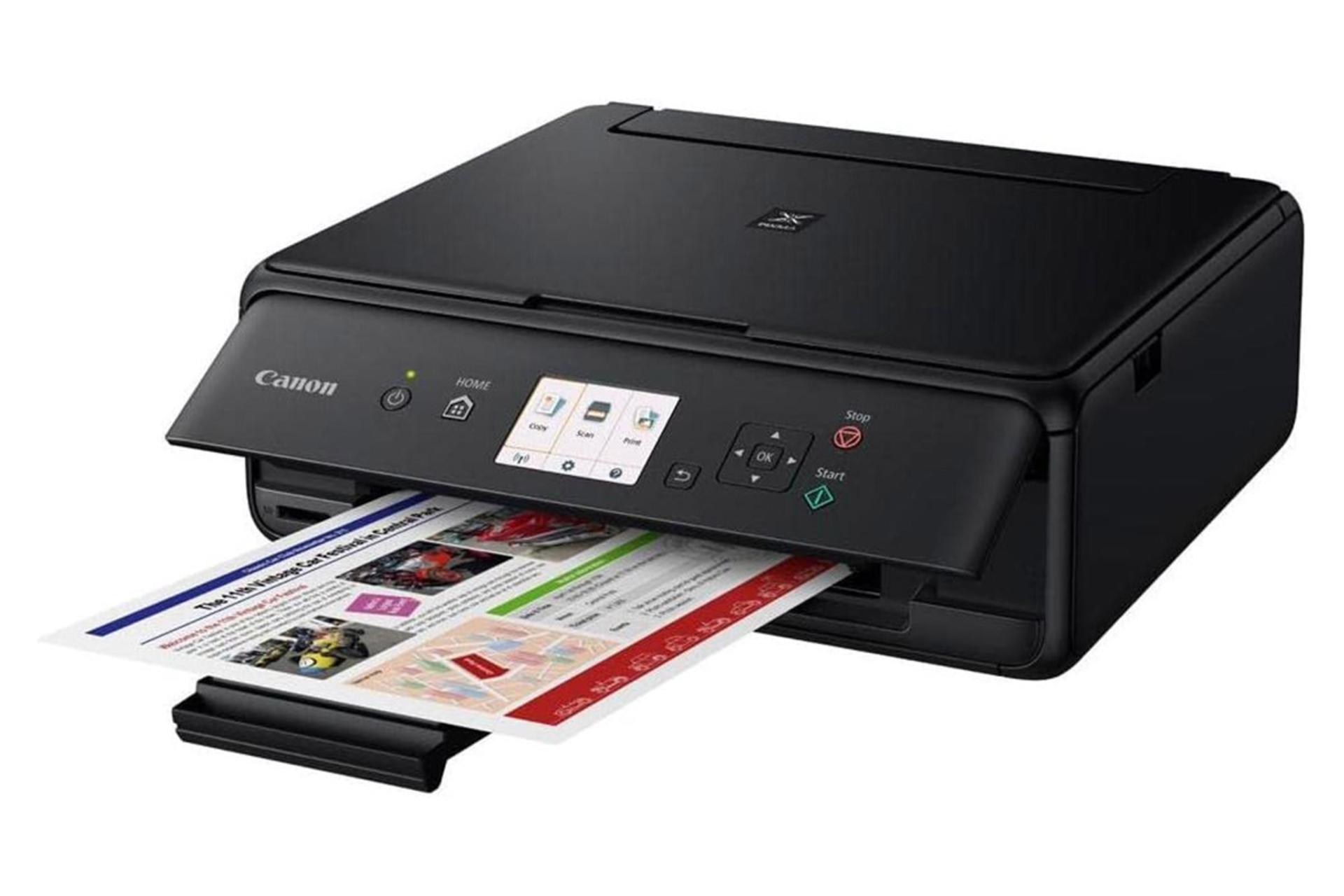 پرینتر کانن Canon PIXMA TS5020 نمای جلو و راست در حال پرینت