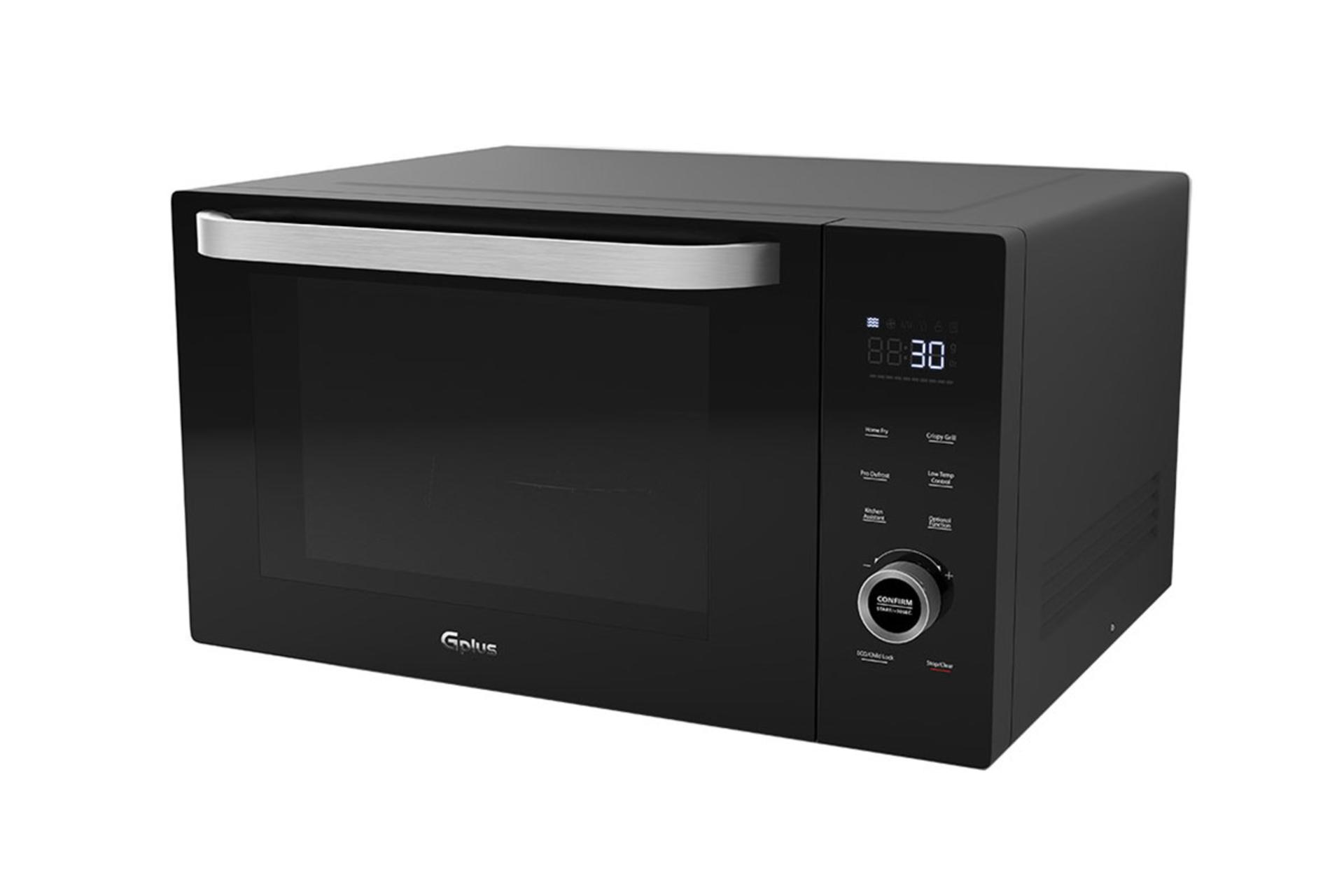 مایکروفر جی پلاس Gplus GMW-M347 نمای جلو و راست رنگ مشکی
