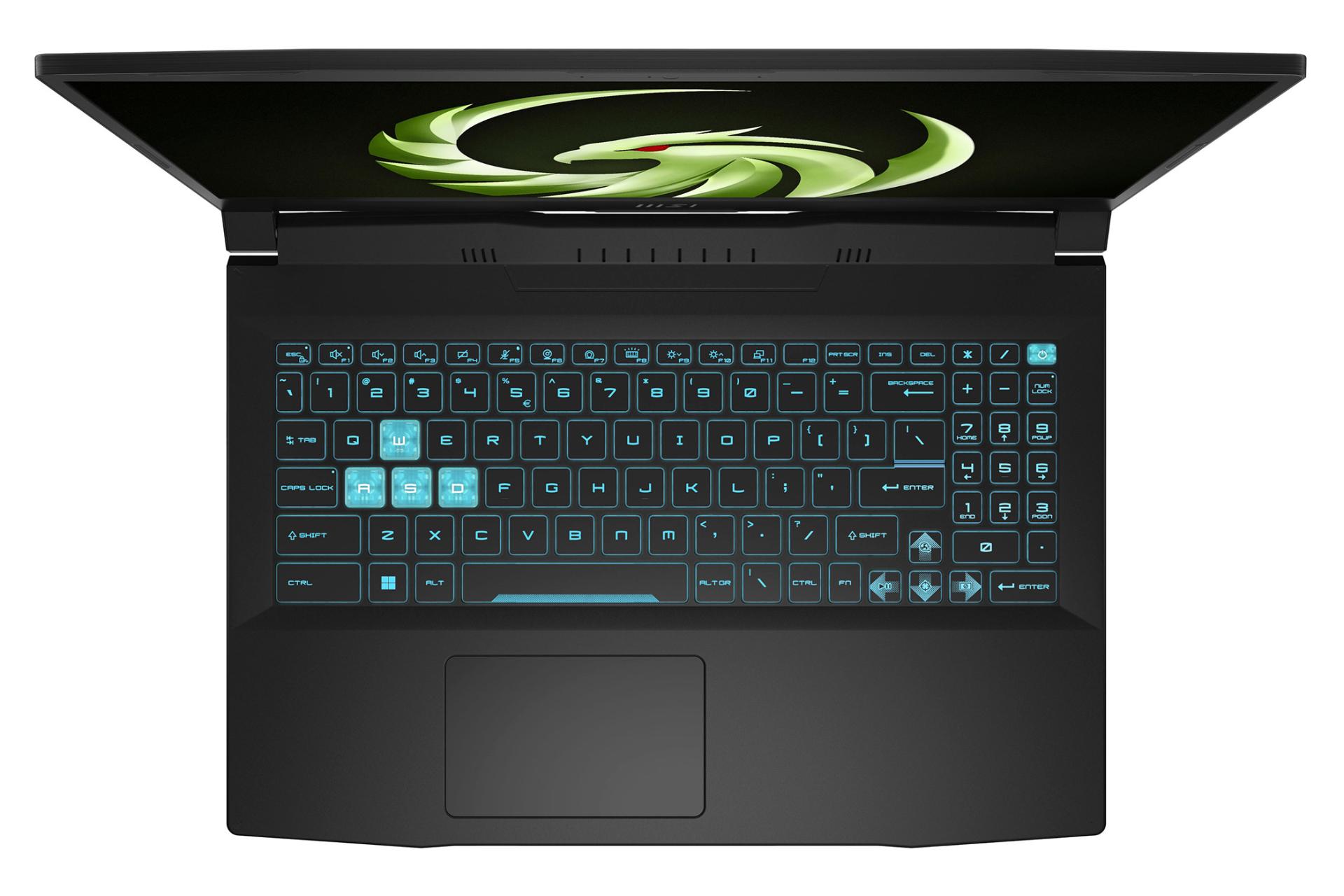 لپ تاپ ام اس آی MSI Bravo 15 C7V نمای بالا و کیبورد