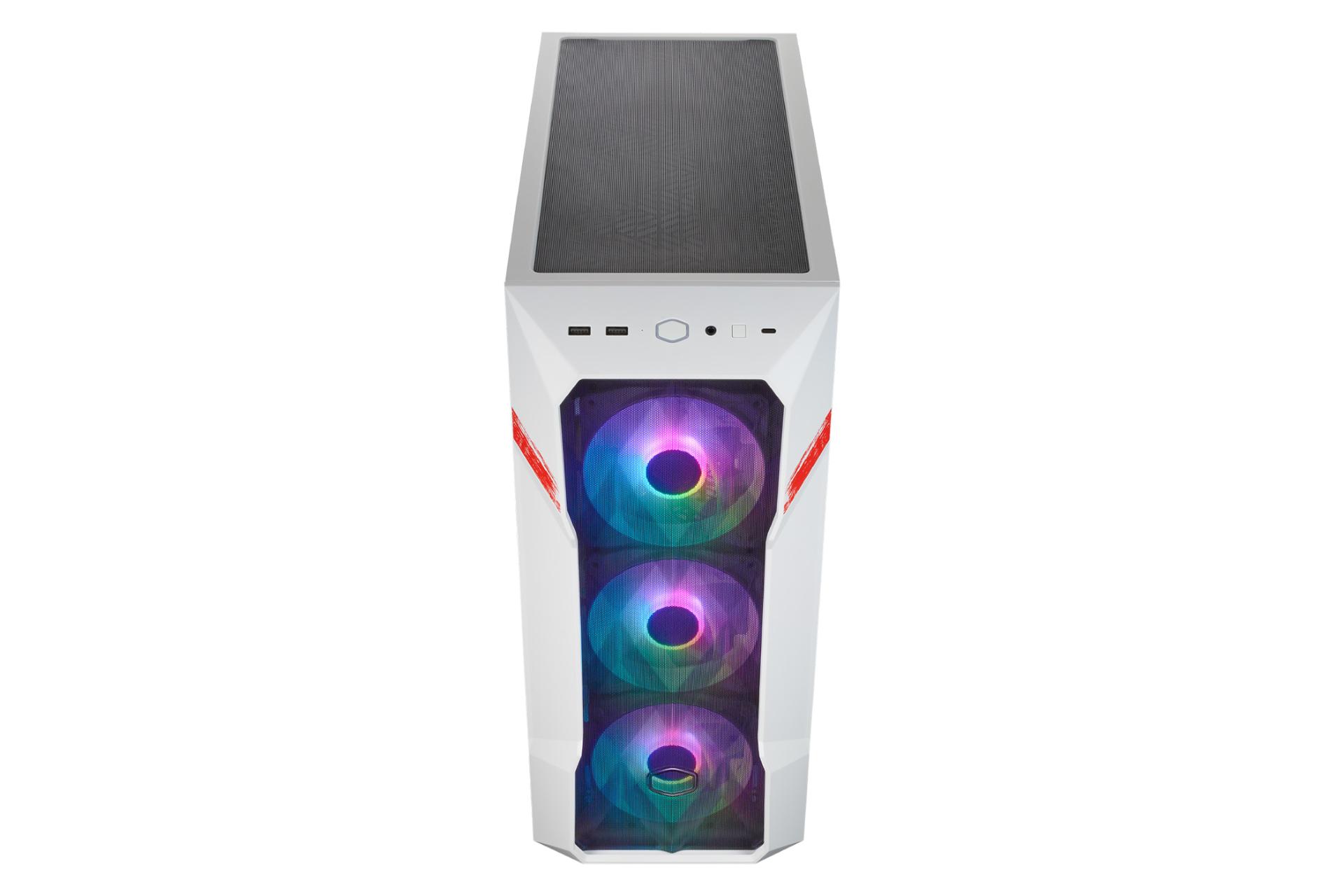 نمای بالا و دکمه های کنترل کیس کامپیوتر کولر مستر MASTERBOX TD500 MESH V2 RYU