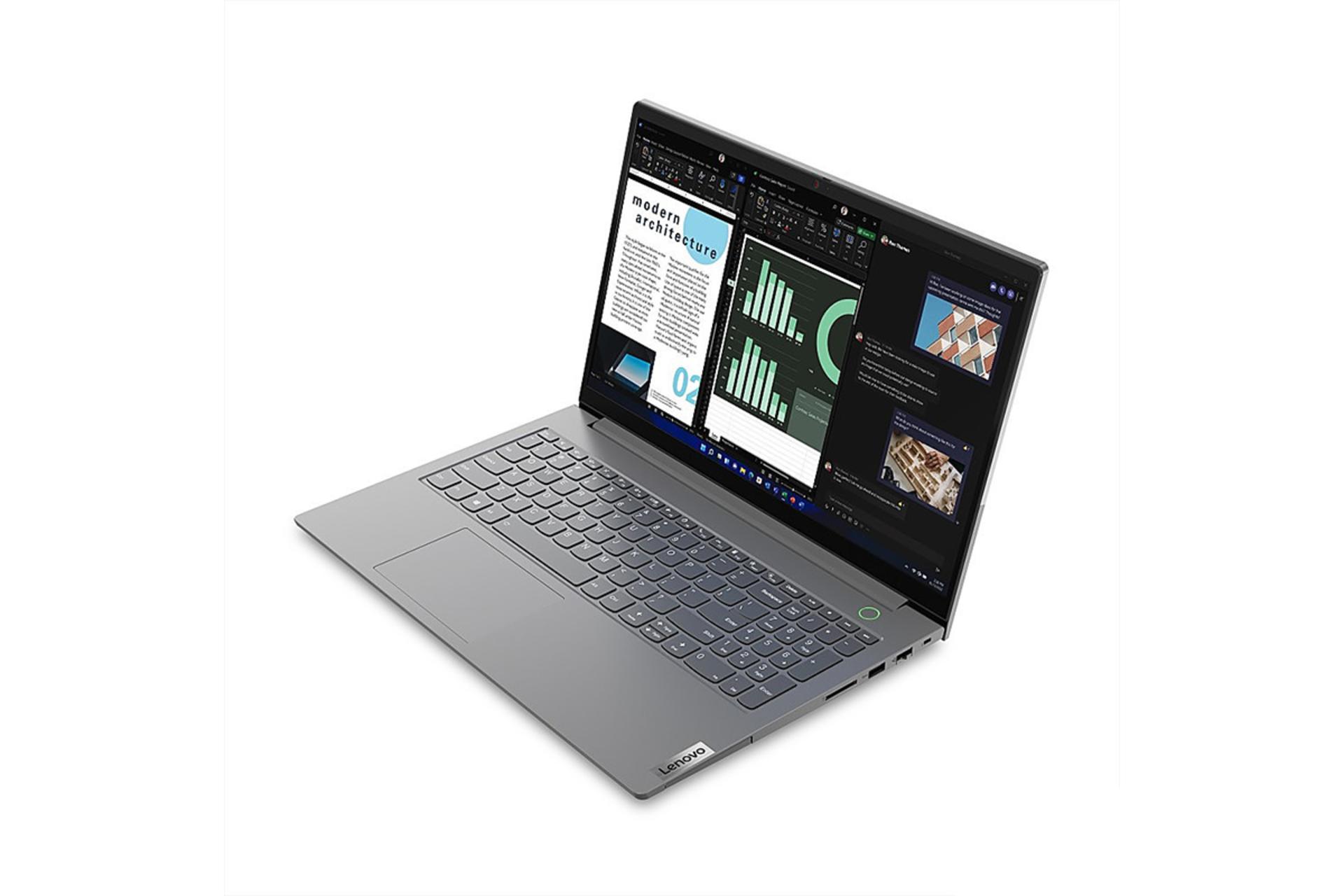 لپ تاپ لنوو Lenovo ThinkBook 15 G4 نمای راست صفحه نمایش و درگاه ها