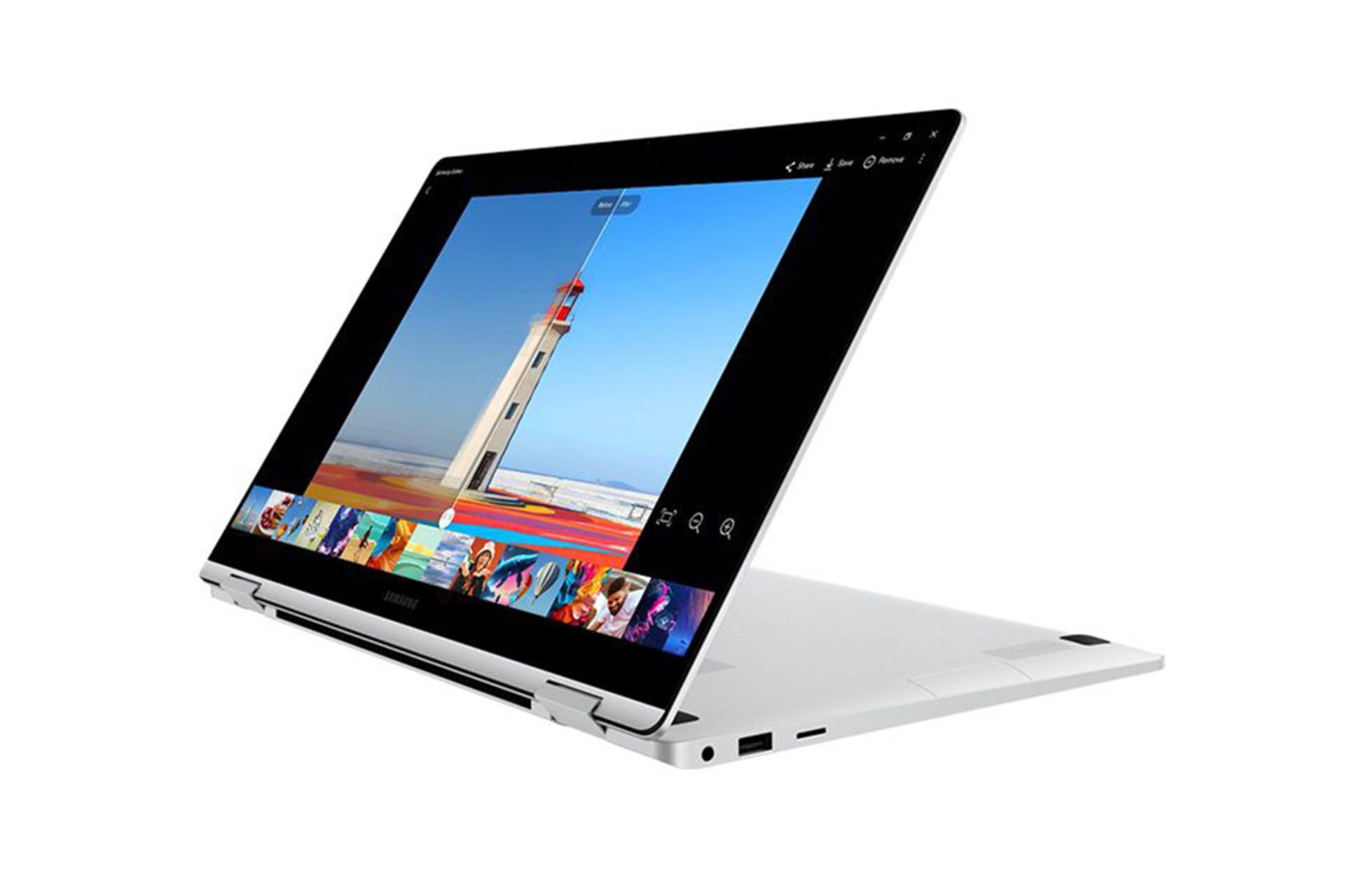 لپ تاپ ساسونگ گلکسی بوک Samsung Galaxy Book4 360 نمای جانبی صفحه نمایش 360 درجه